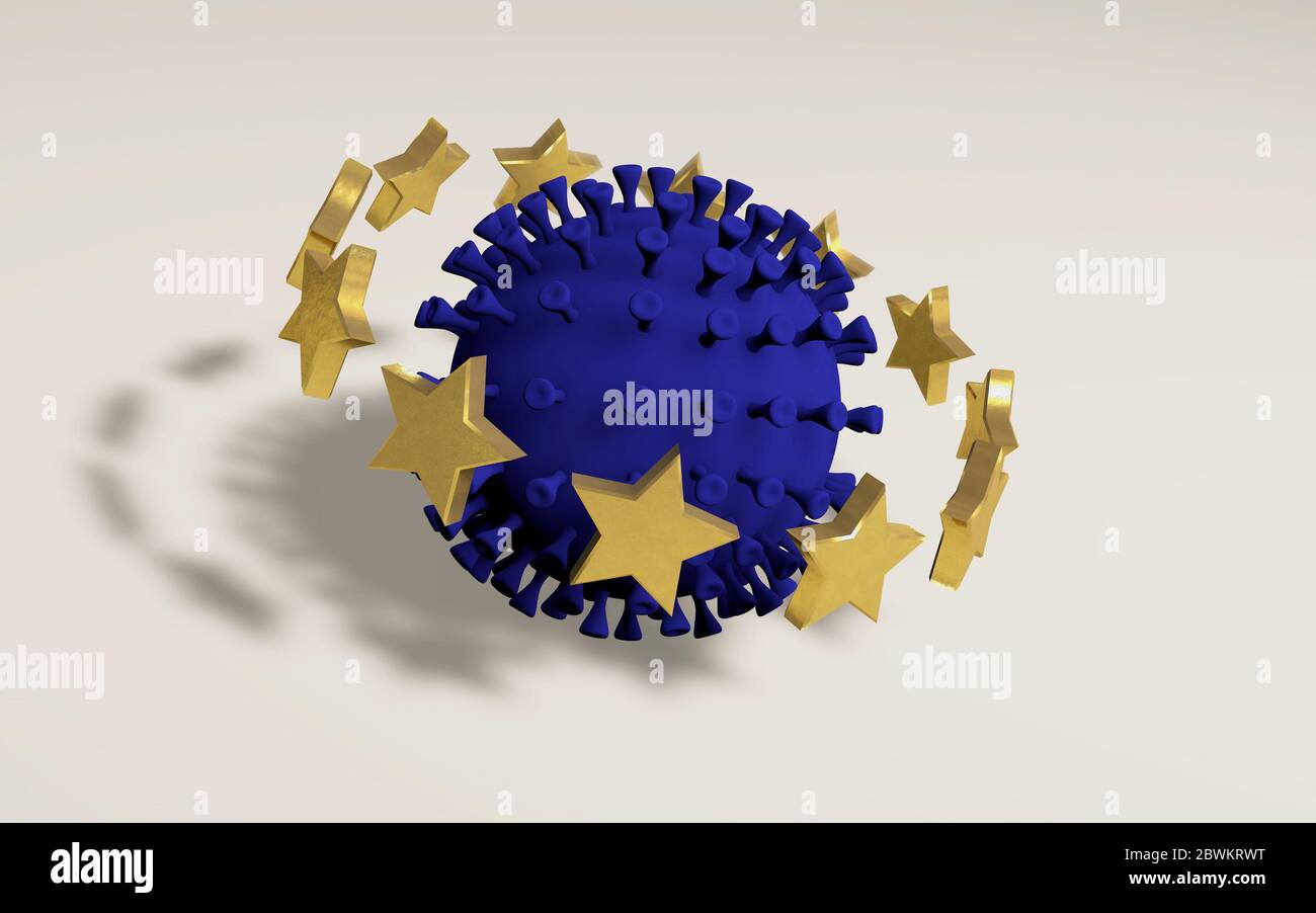 La défacilité de l'infection à coronavirus COVID-19 se propage dans toute l'or concept isolé de l'UE Banque D'Images