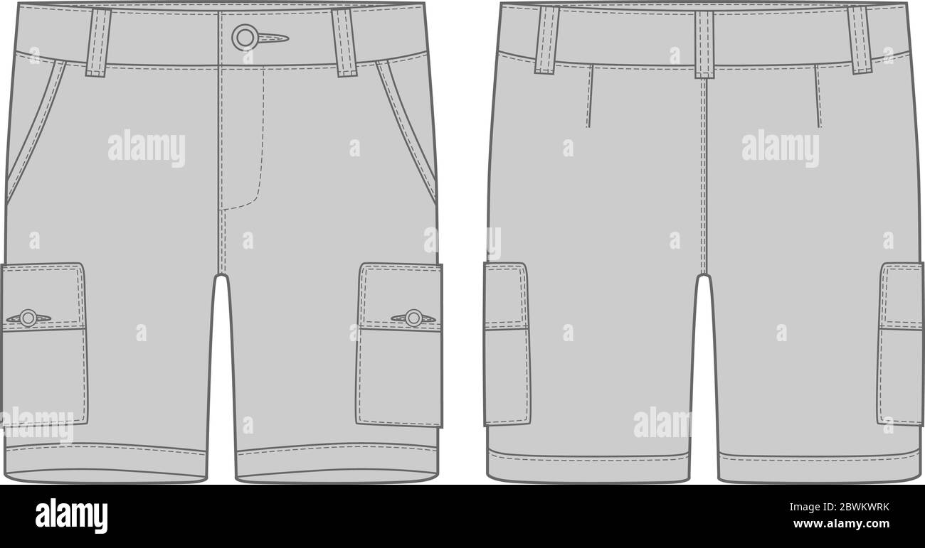 Dessin technique gris cargo short pantalon modèle de conception. Pantalon  cargo. Illustration vectorielle de mode sur fond blanc Image Vectorielle  Stock - Alamy