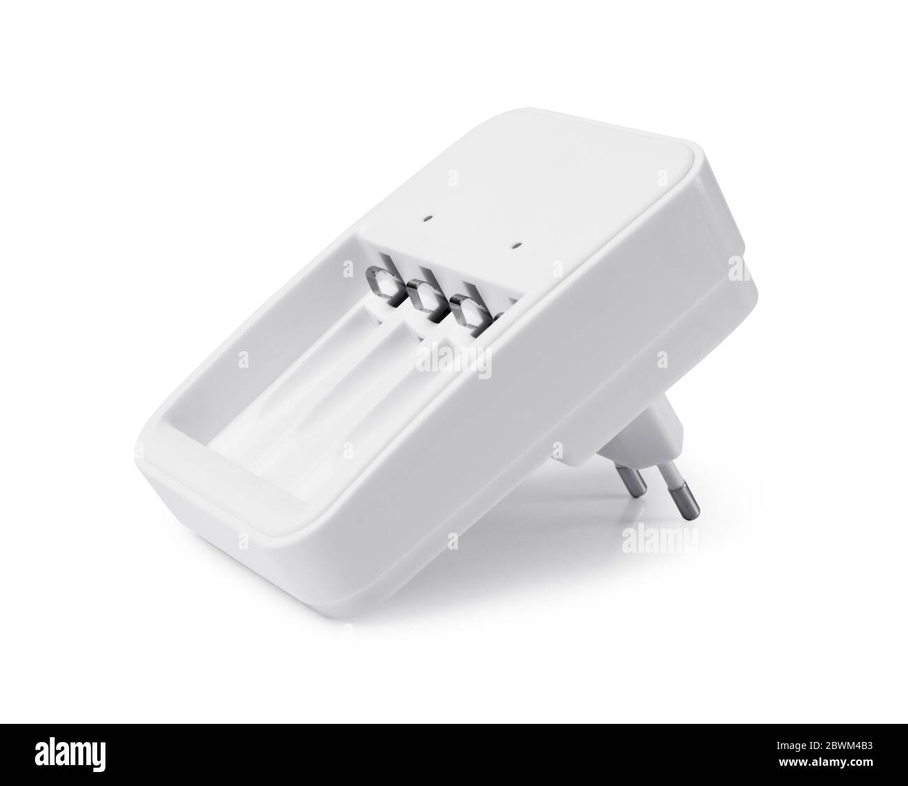 Chargeur de batterie rechargeable sur fond blanc, isolé sur fond blanc. Banque D'Images
