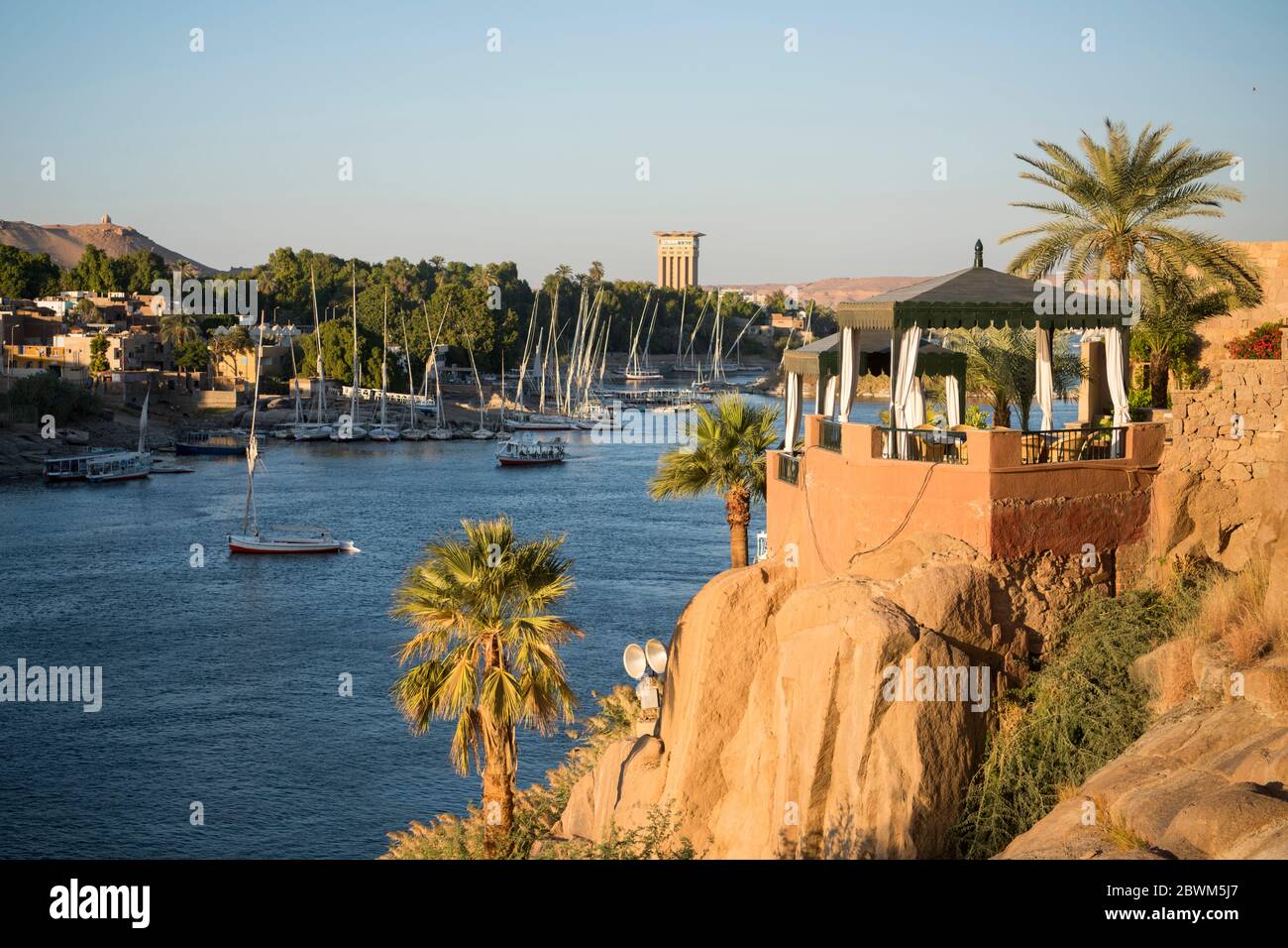 Ägitten, Assuan, Erster Katarakt , Blick vom Hotel Old Cataract Banque D'Images