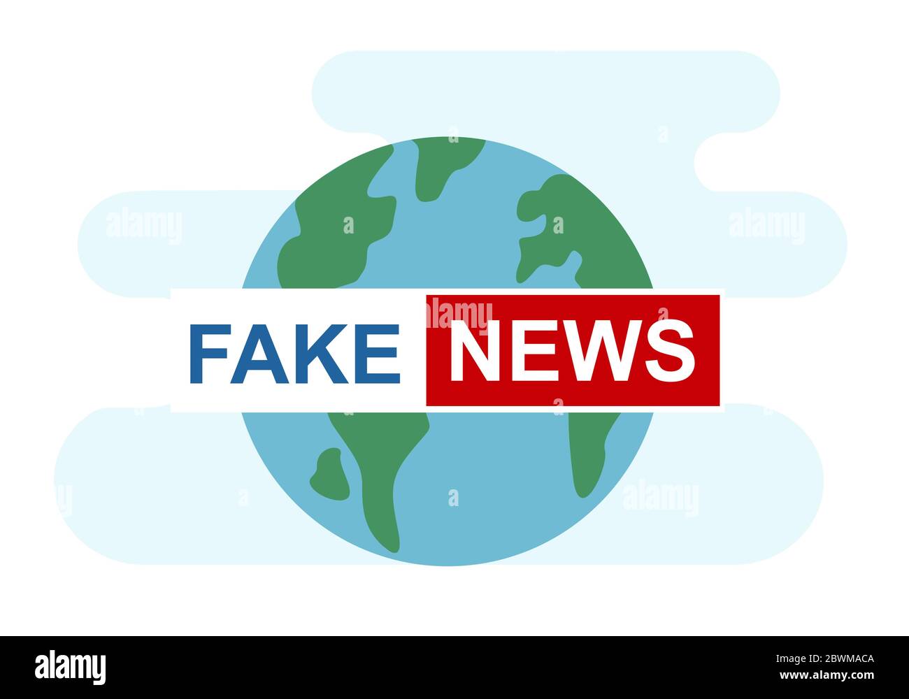 Planète Terre avec LE titre DES FAUSSES NOUVELLES sur fond blanc, illustration vectorielle de style plat Illustration de Vecteur
