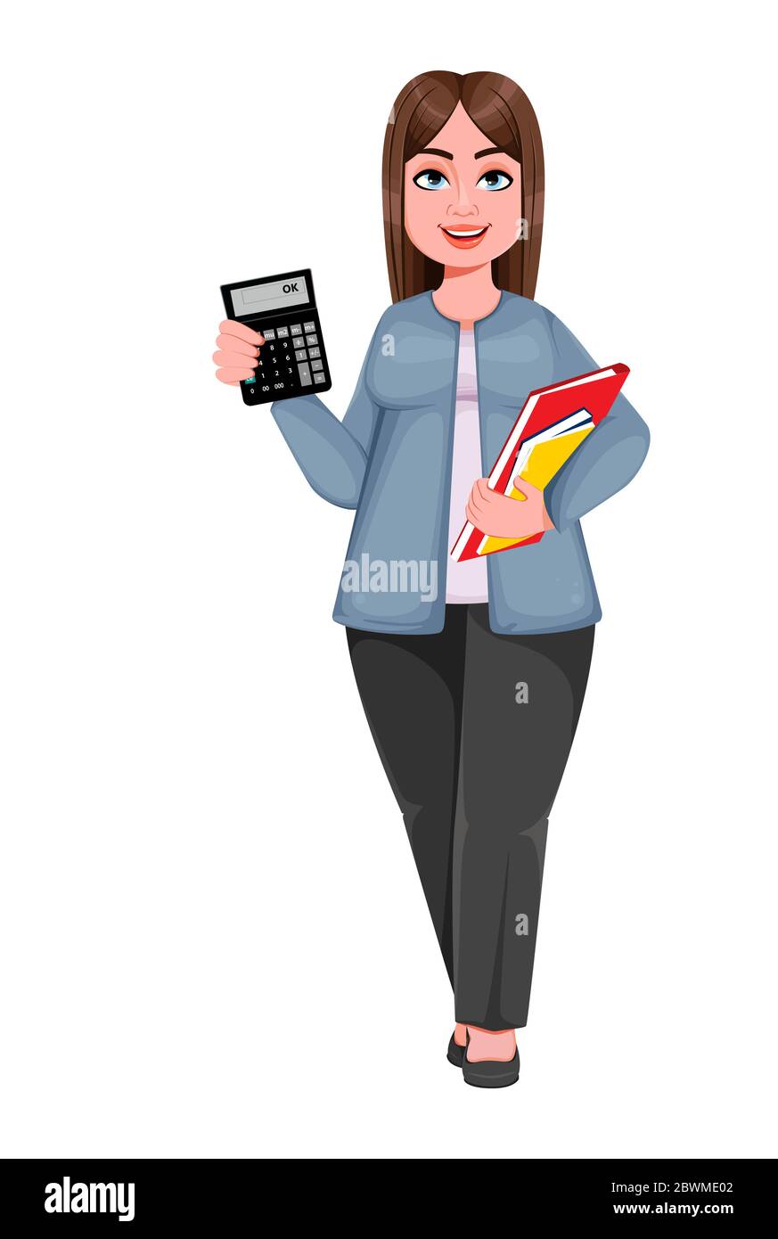 Bonne femme d'affaires, femme de plus taille. Un personnage de dessin animé gai choubby businesswoman. Illustration vectorielle Illustration de Vecteur