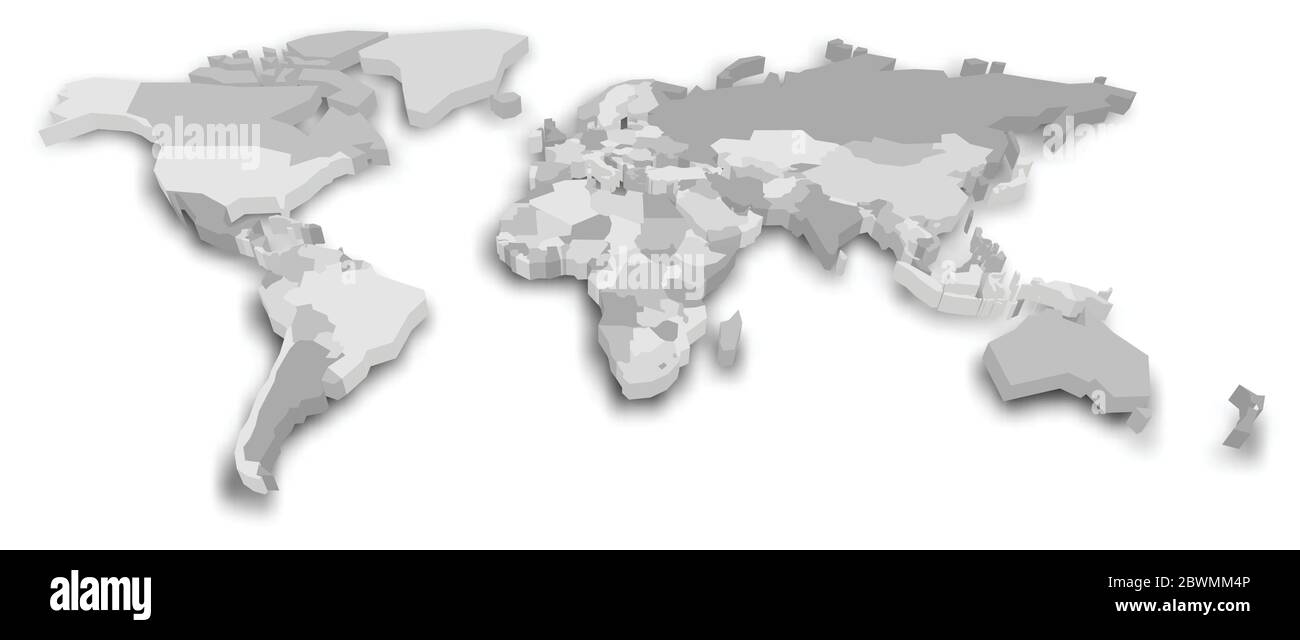 Carte politique 3D du monde. Illustration vectorielle. Illustration de Vecteur