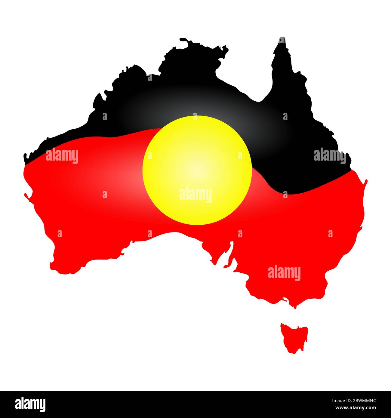 Australie drapeau aborigène, carte, continent isolé sur fond blanc. Australie Journée des Autochtones. Semaine Naidoc. Jour de réconciliation. Illustration vectorielle Illustration de Vecteur
