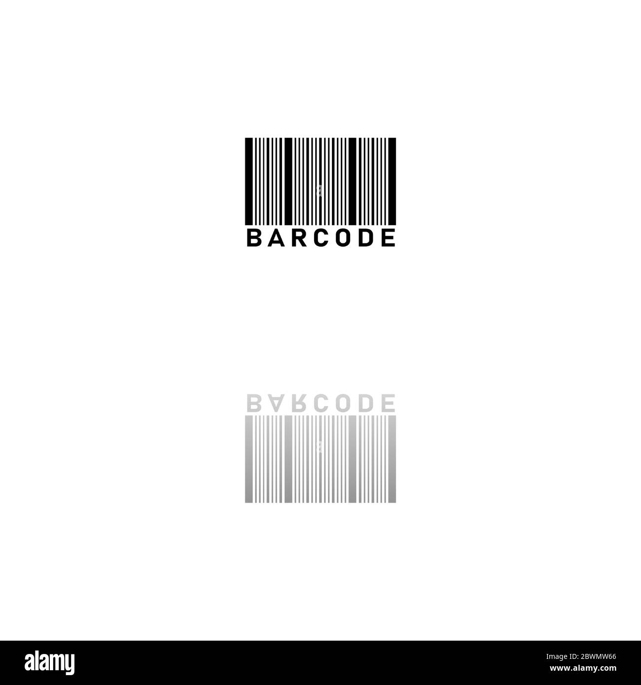 Code-barres. Symbole noir sur fond blanc. Illustration simple. Icône vecteur plat. Ombre de réflexion miroir. Peut être utilisé dans le logo, le Web, le mobile et l'interface utilisateur U. Illustration de Vecteur