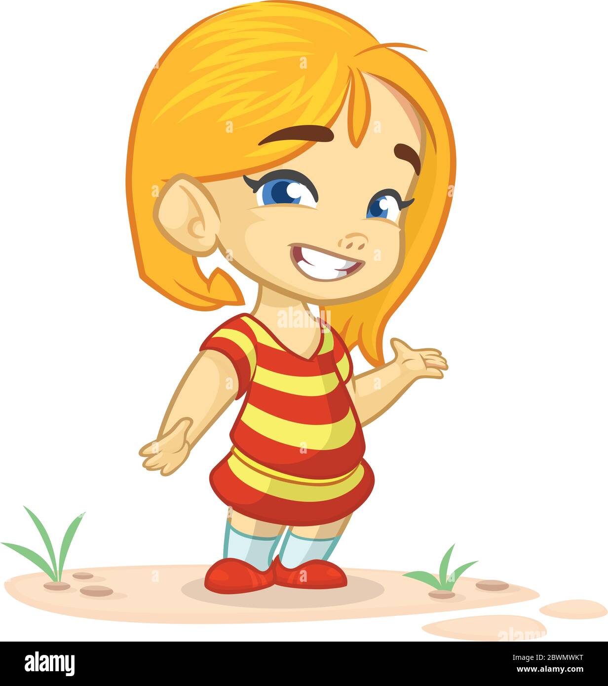 Image De Dessin Anime En Couleur Vectorielle D Une Petite Fille Mignonne Petite Fille Aux Cheveux Blonds Image Vectorielle Stock Alamy