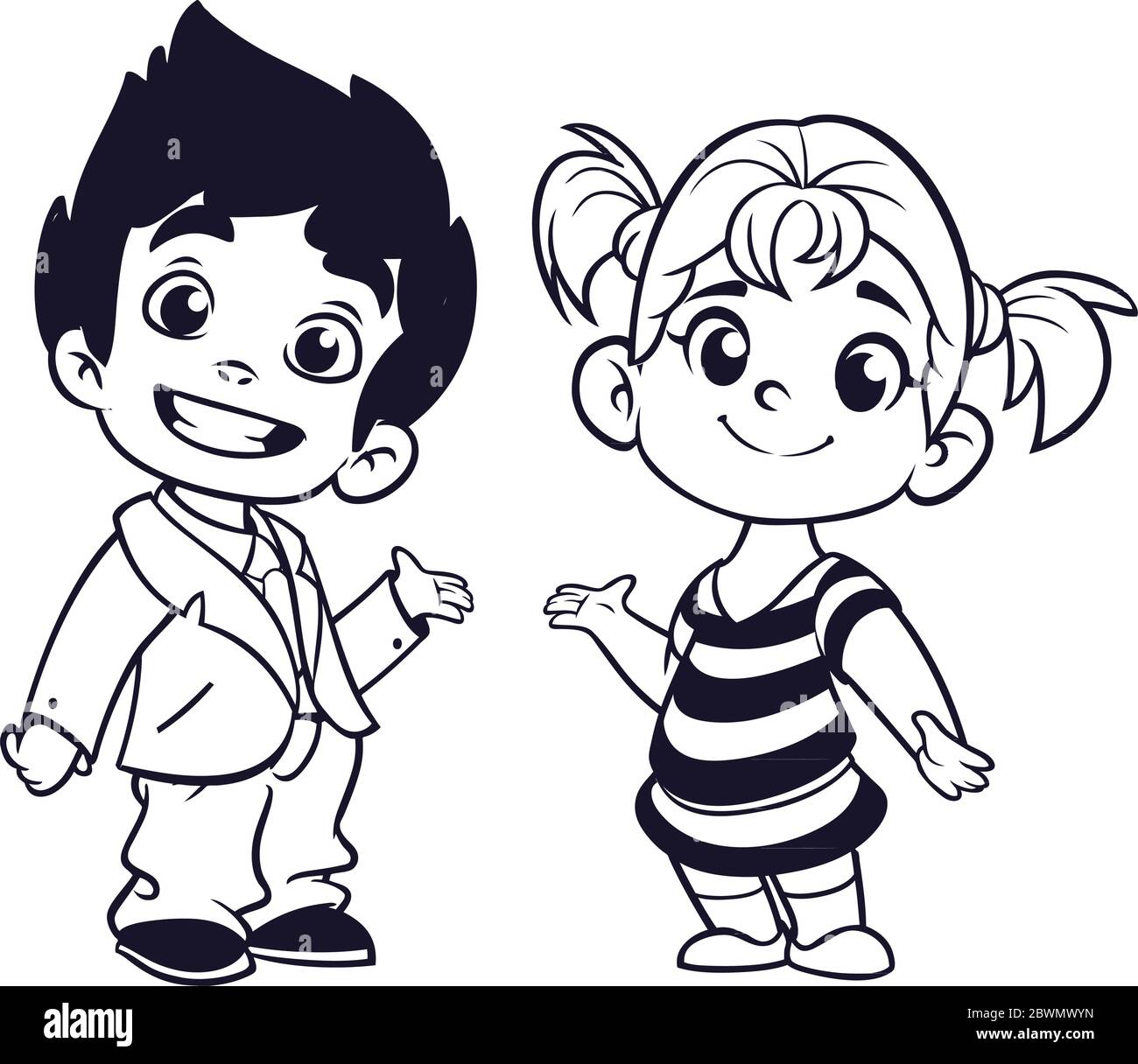 Kids Drawing Style Boy Girl Banque D Image Et Photos Alamy