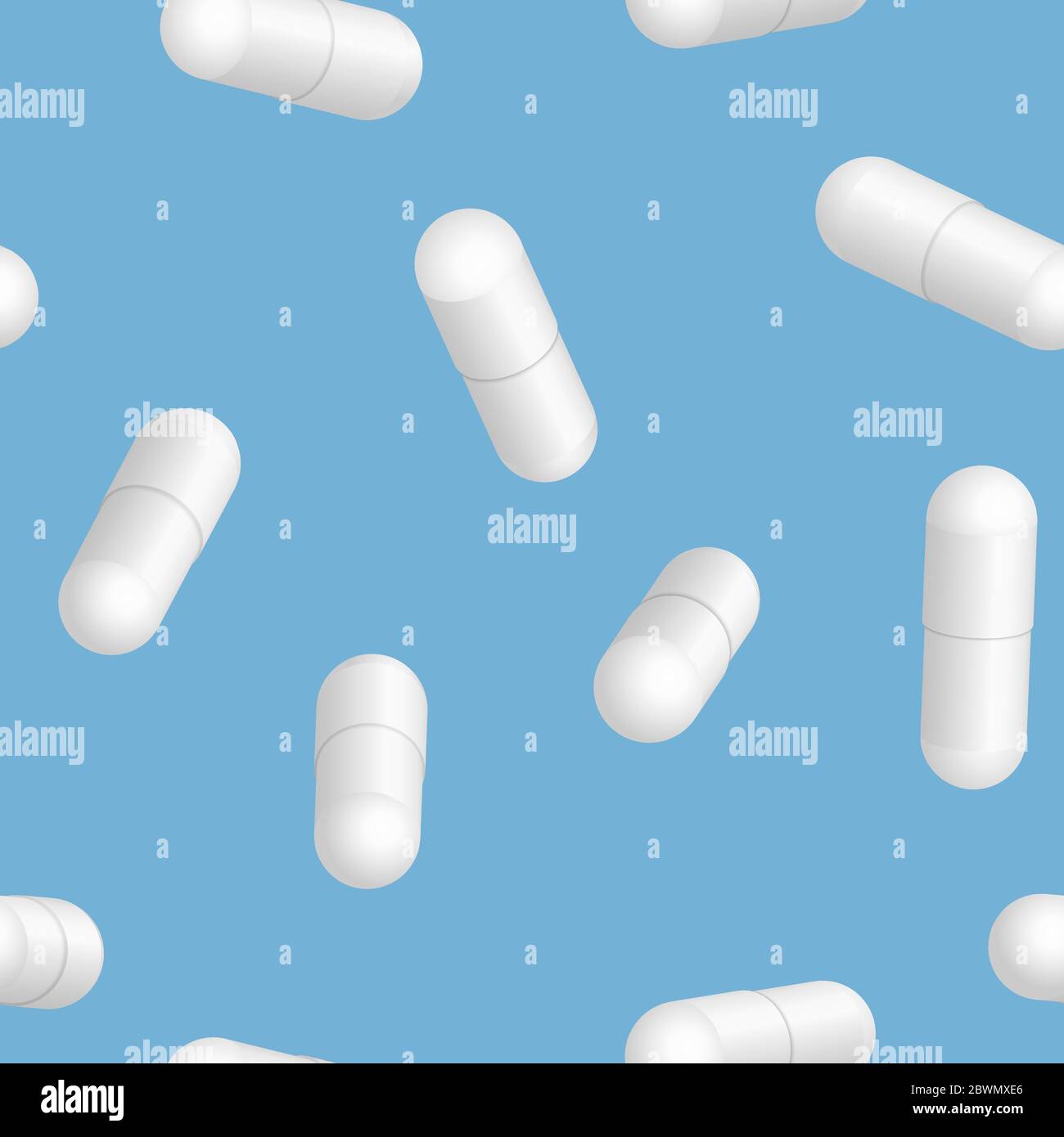 Schéma vectoriel sans couture avec des pilules médicales réalistes. Illustration de Vecteur