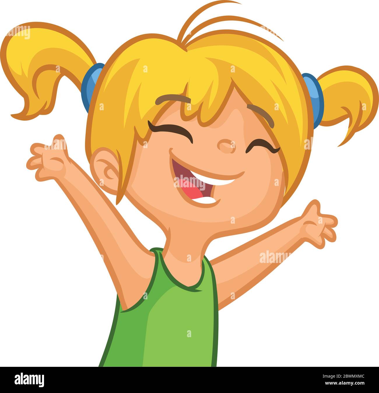 Dessin animé vectoriel petite fille danse. Illustration de petite fille aux cheveux blonds Illustration de Vecteur