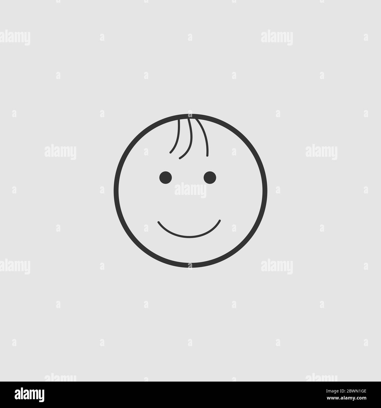 Icône enfant souriant plate. Pictogramme noir sur fond gris. Symbole d'illustration vectorielle Illustration de Vecteur