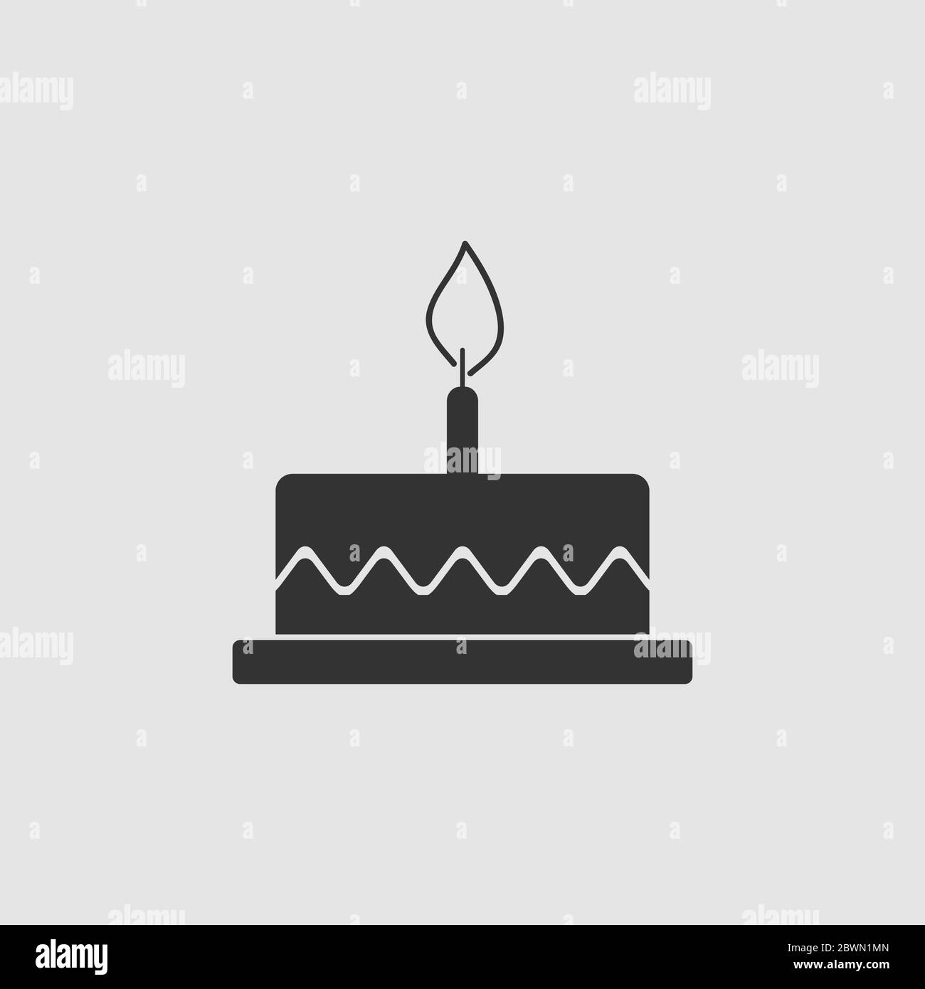 Gâteau d'anniversaire plat Icon. Pictogramme noir sur fond gris. Symbole d'illustration vectorielle Illustration de Vecteur