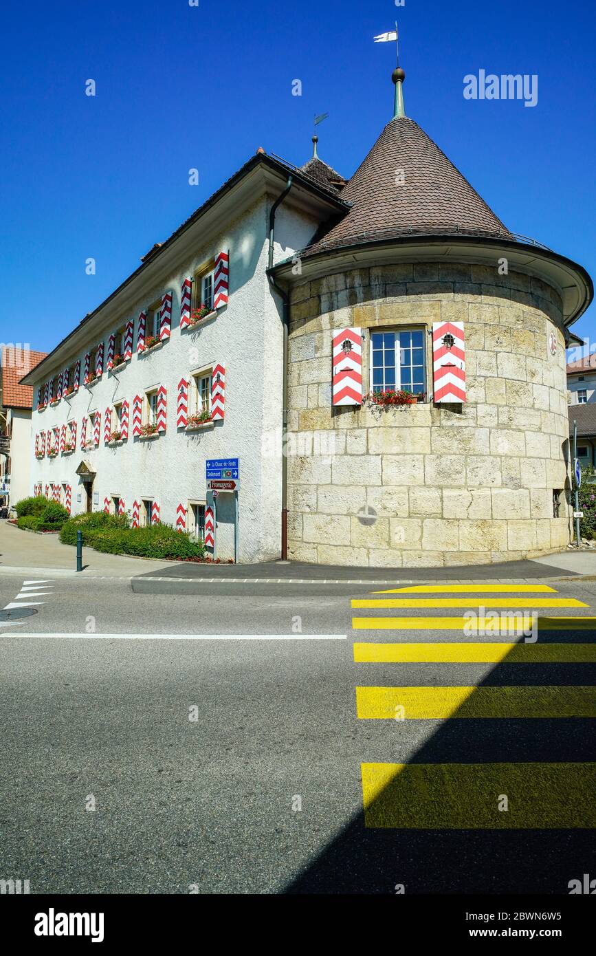 Château de Saignelégier. Saignelégier est une commune du canton du Jura. Canton Jura en Suisse. Grand évêque d'Autun, avait donné ce village Banque D'Images