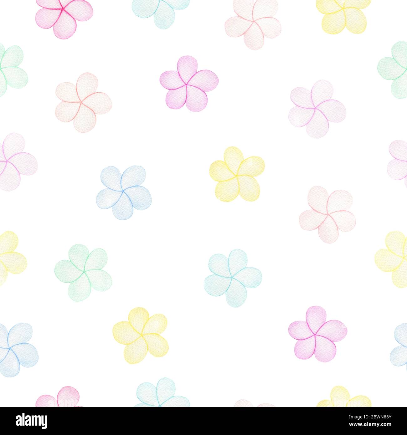 motif sans couture avec fleurs pastel, illustration aquarelle mignonne et simple pour les arrière-plans, l'emballage ou le tissu Banque D'Images