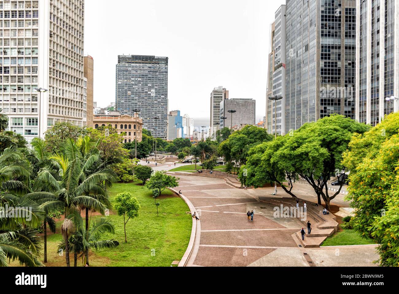 Centre-ville de Sao Paulo, Brésil, vallée d'Anhangabau Banque D'Images