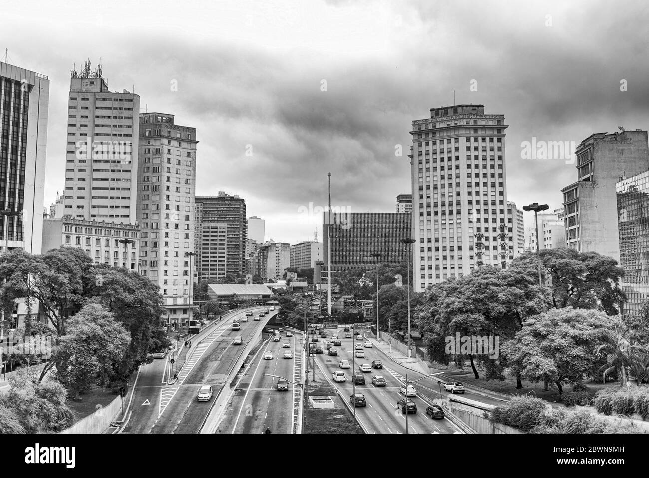 Sao Paulo, Brésil, la place du drapeau Banque D'Images