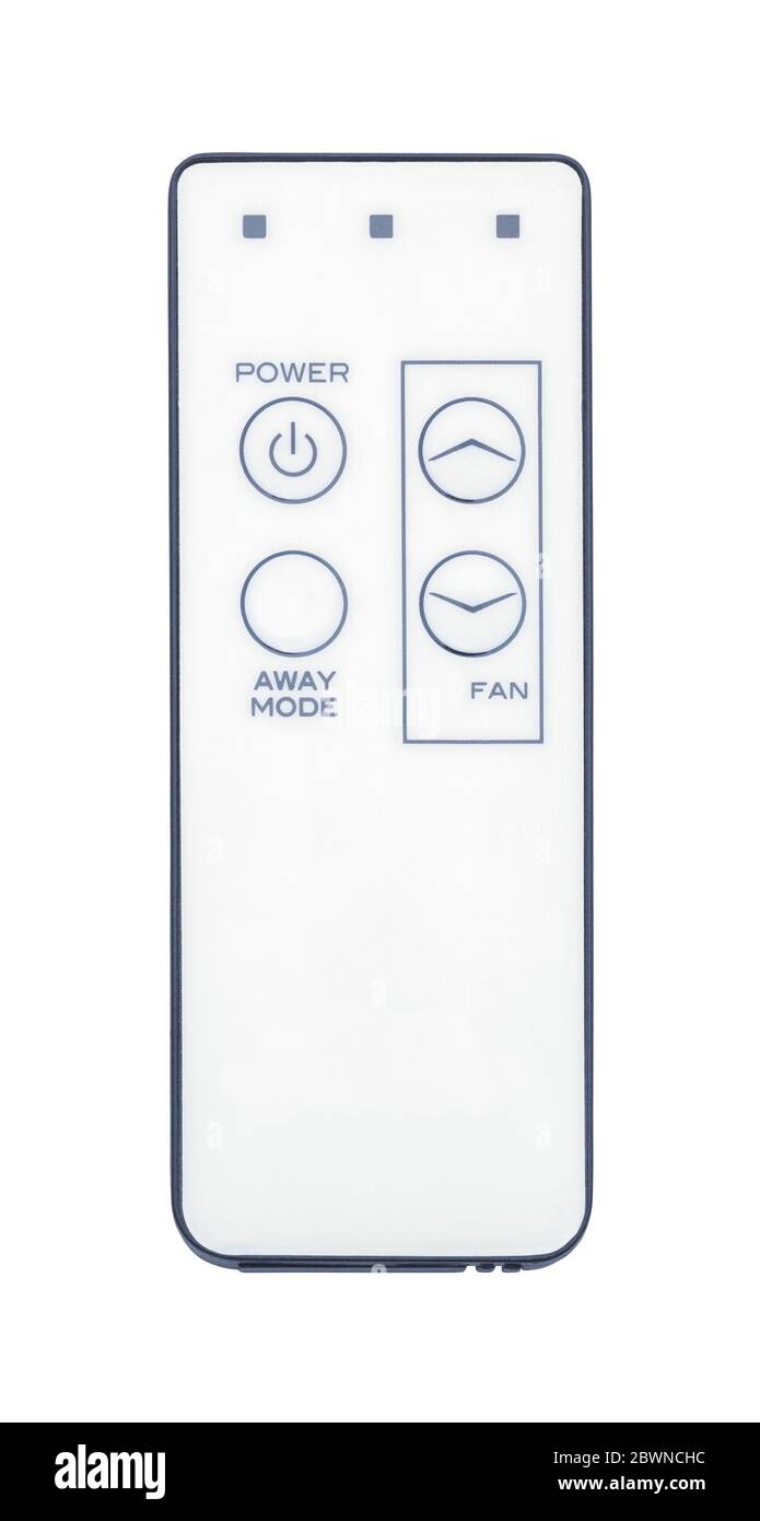 Télécommande de petit ventilateur isolée sur fond blanc. Banque D'Images