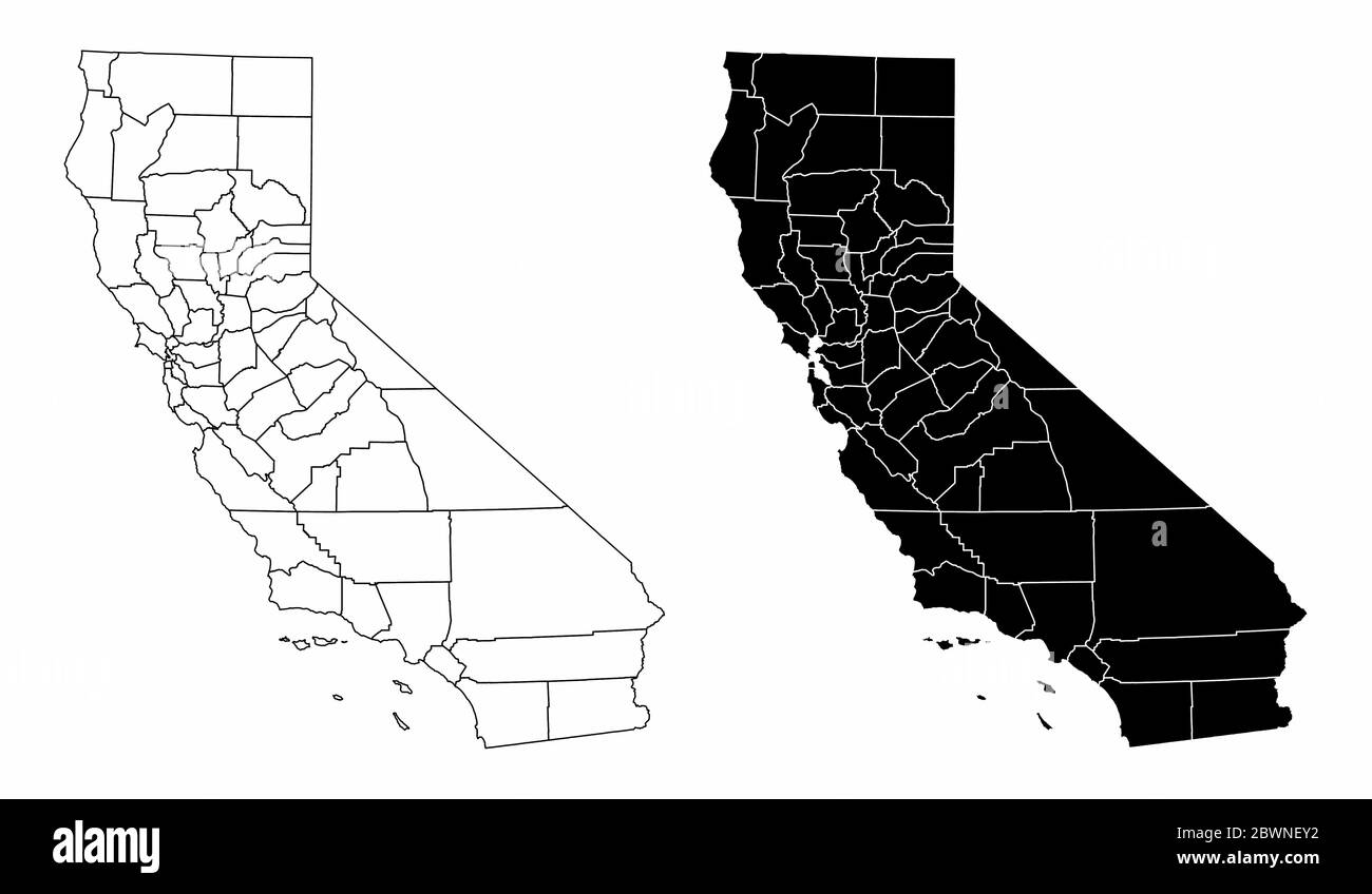 Cartes du comté de Californie Illustration de Vecteur