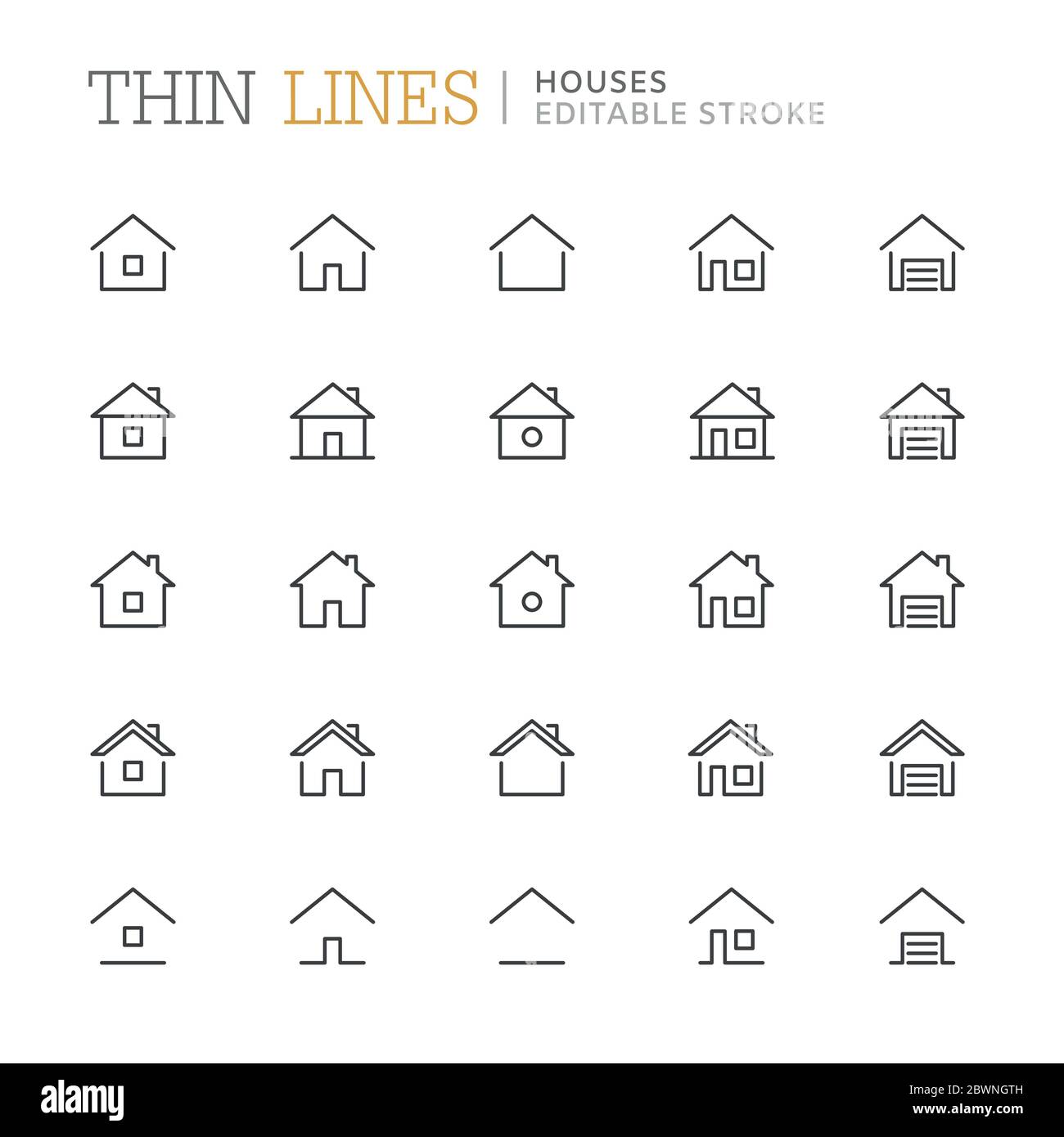 Collection de maisons icônes de ligne. Contour modifiable Illustration de Vecteur