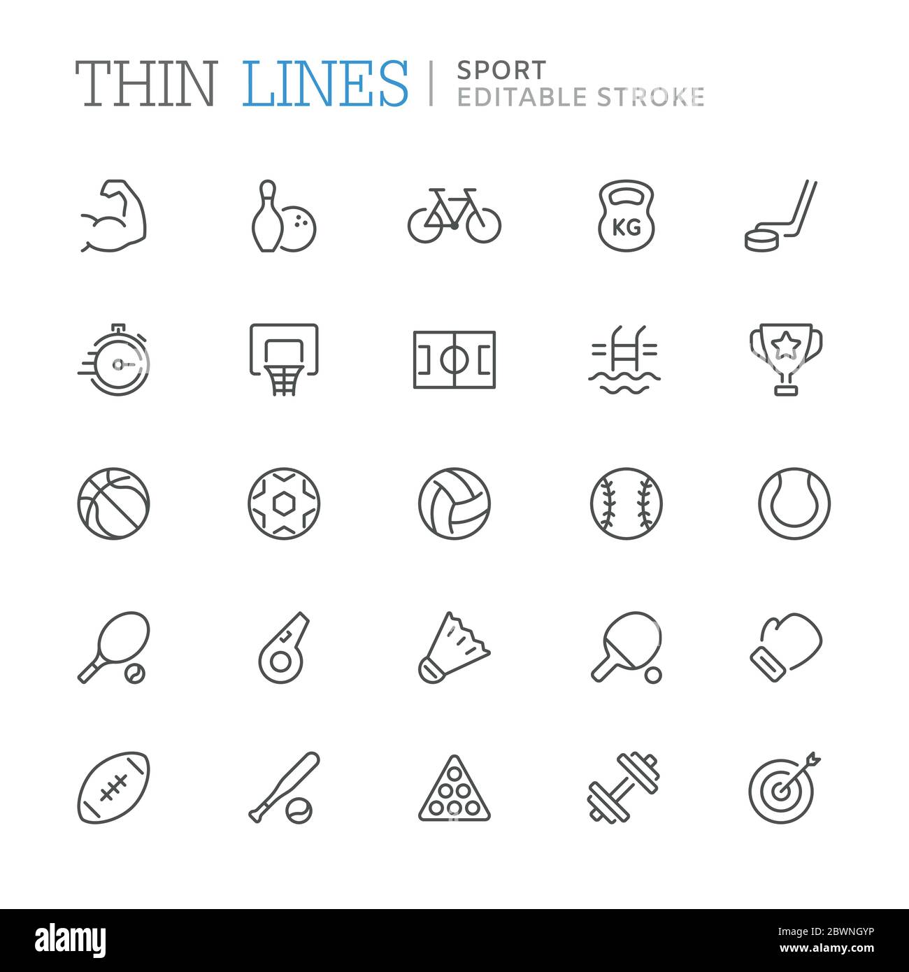 Collection d'icônes de ligne liées au sport. Contour modifiable Illustration de Vecteur