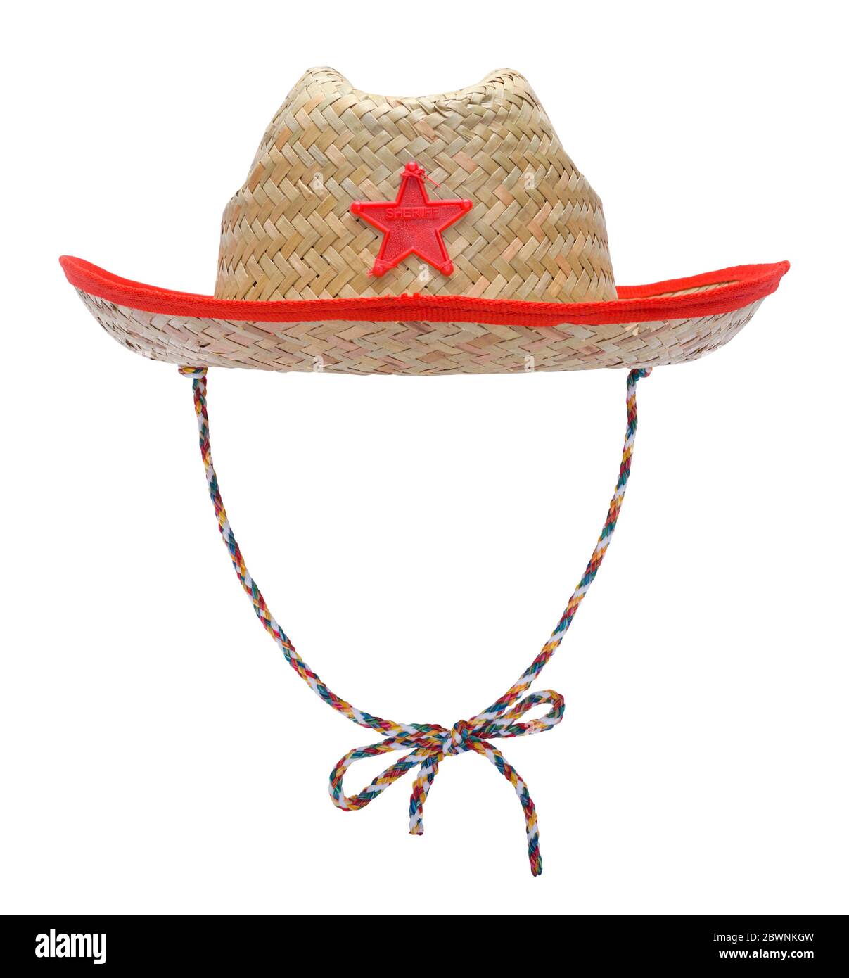 Costume de chapeau de shérif de cow-boy découpé sur blanc. Banque D'Images