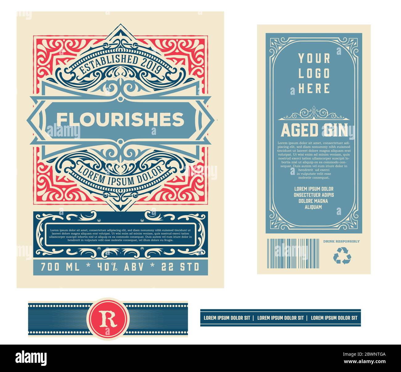 Gin Vintage label. Couches vectorielles Illustration de Vecteur