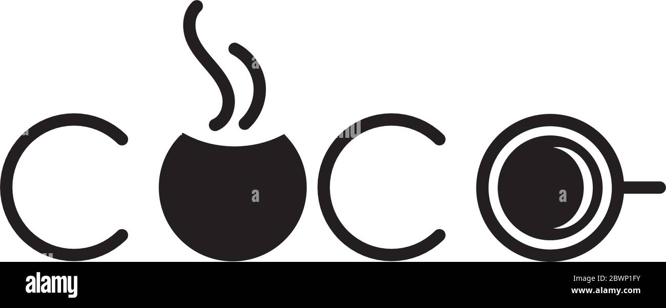 Design élégant avec texte « Coffee » et icône « Smile » Illustration de Vecteur