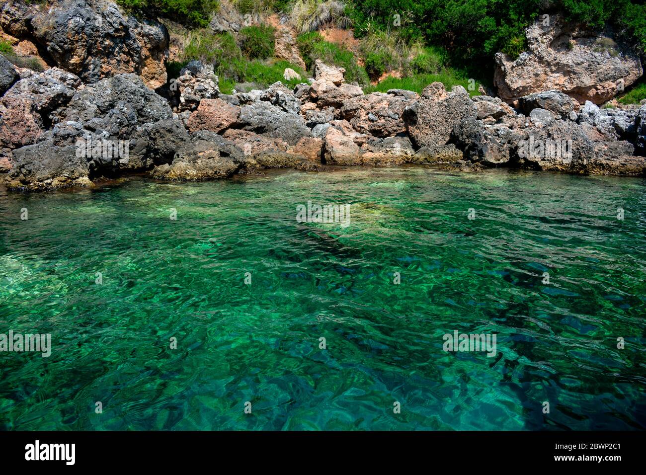 Italie, Campanie, zone de protection marine - Inpreschi et Masseta - 11 août 2019 - la mer spectaculaire de ​​Cilento Banque D'Images