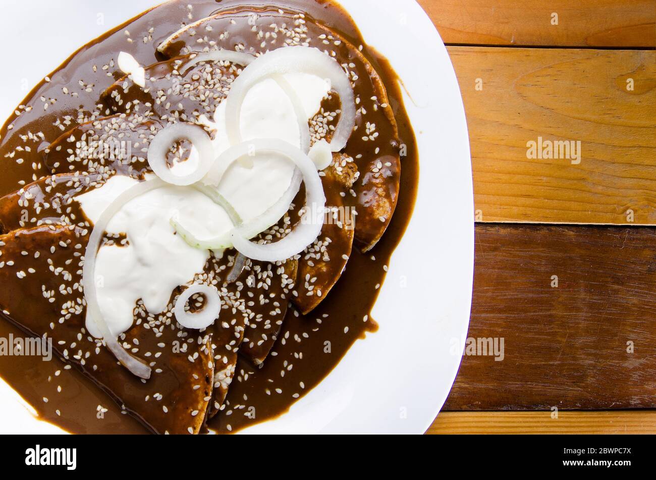 Enchilada mexicaine traditionnelle avec salsa à la mole Banque D'Images