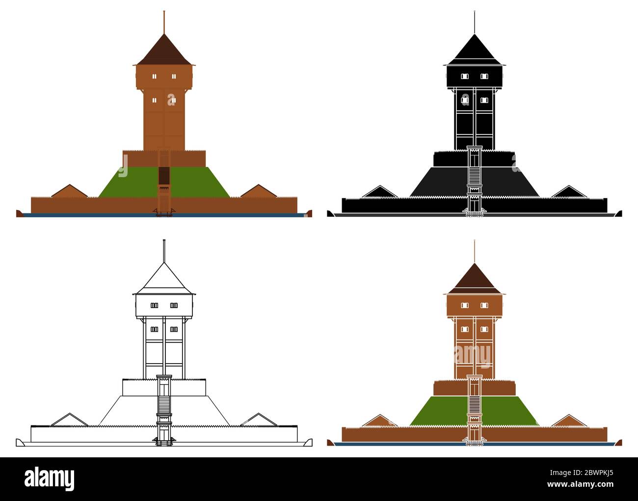 Vue sur le château de Motte bailey Illustration de Vecteur