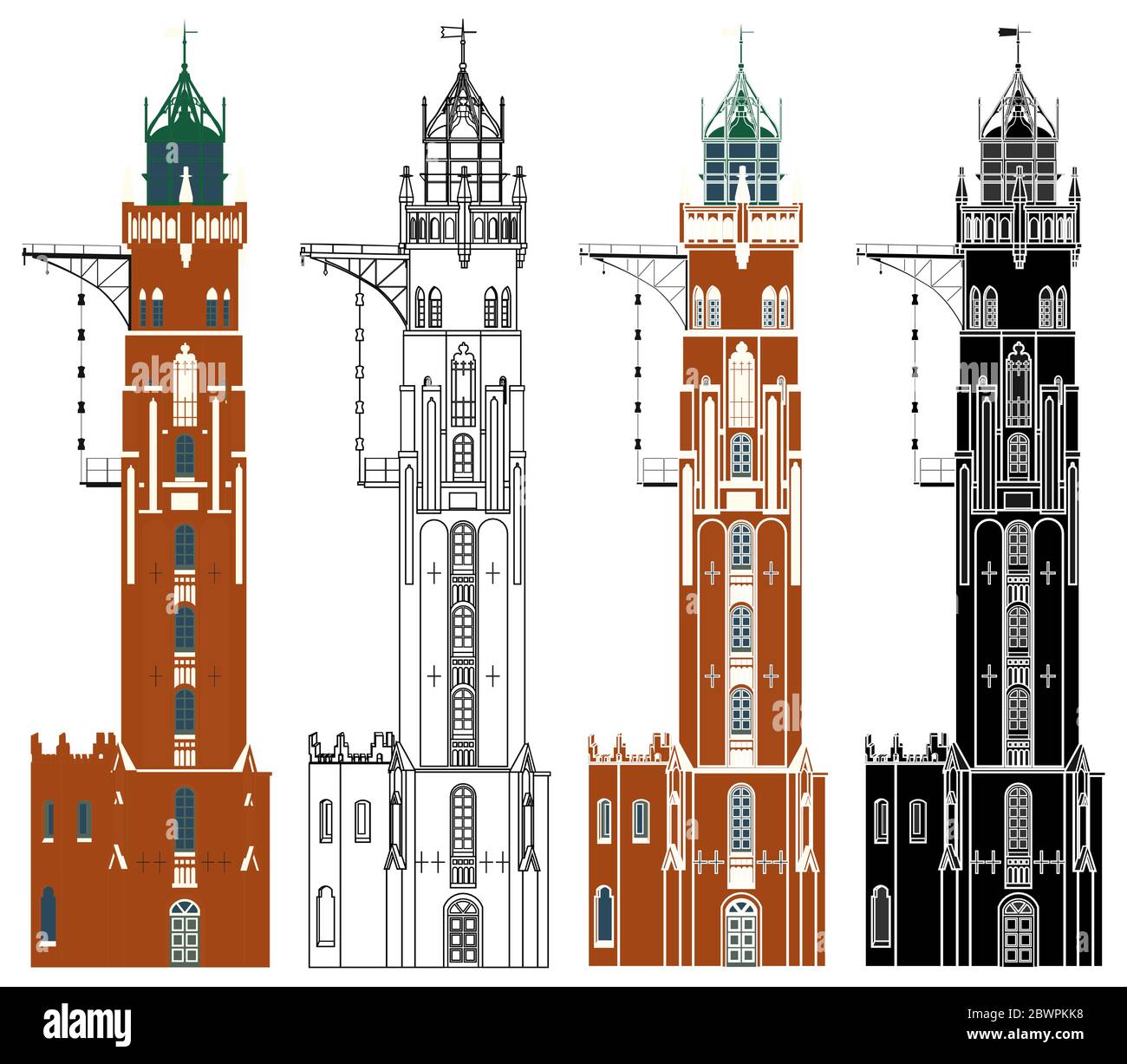 Grand phare de Bremerhaven en face Illustration de Vecteur