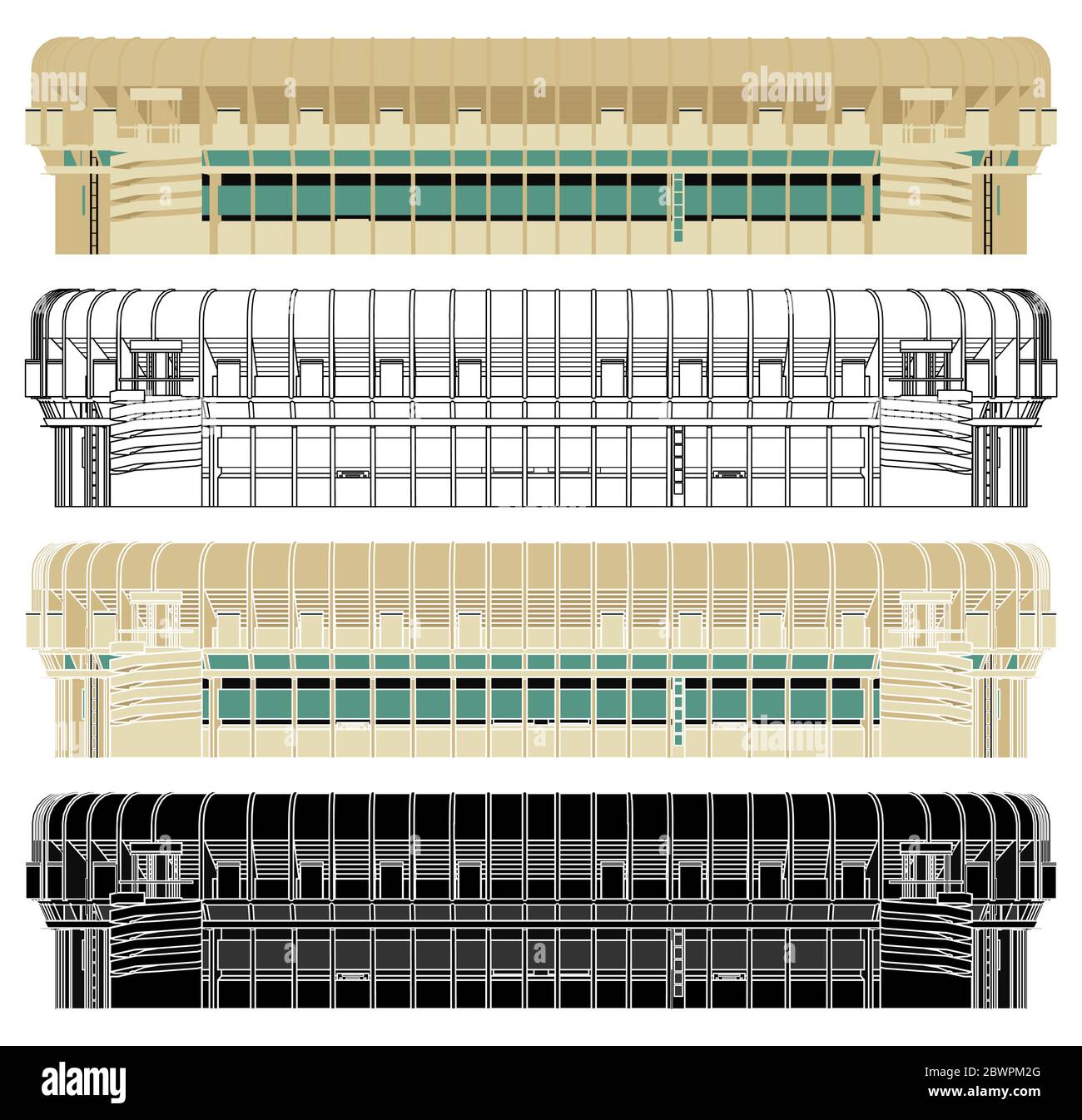 Stade Bernabeu avec vue de face Illustration de Vecteur
