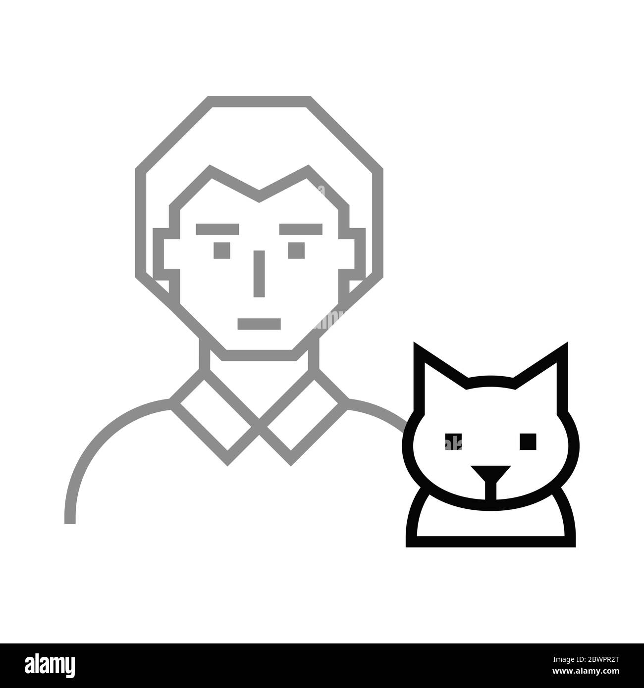 Homme icône avec chat. Peut s'adapter à différents concepts. Modèle de conception pour les magasins d'animaux de compagnie, les cliniques vétérinaires et les badges pour les sites Web et les tirages Illustration de Vecteur