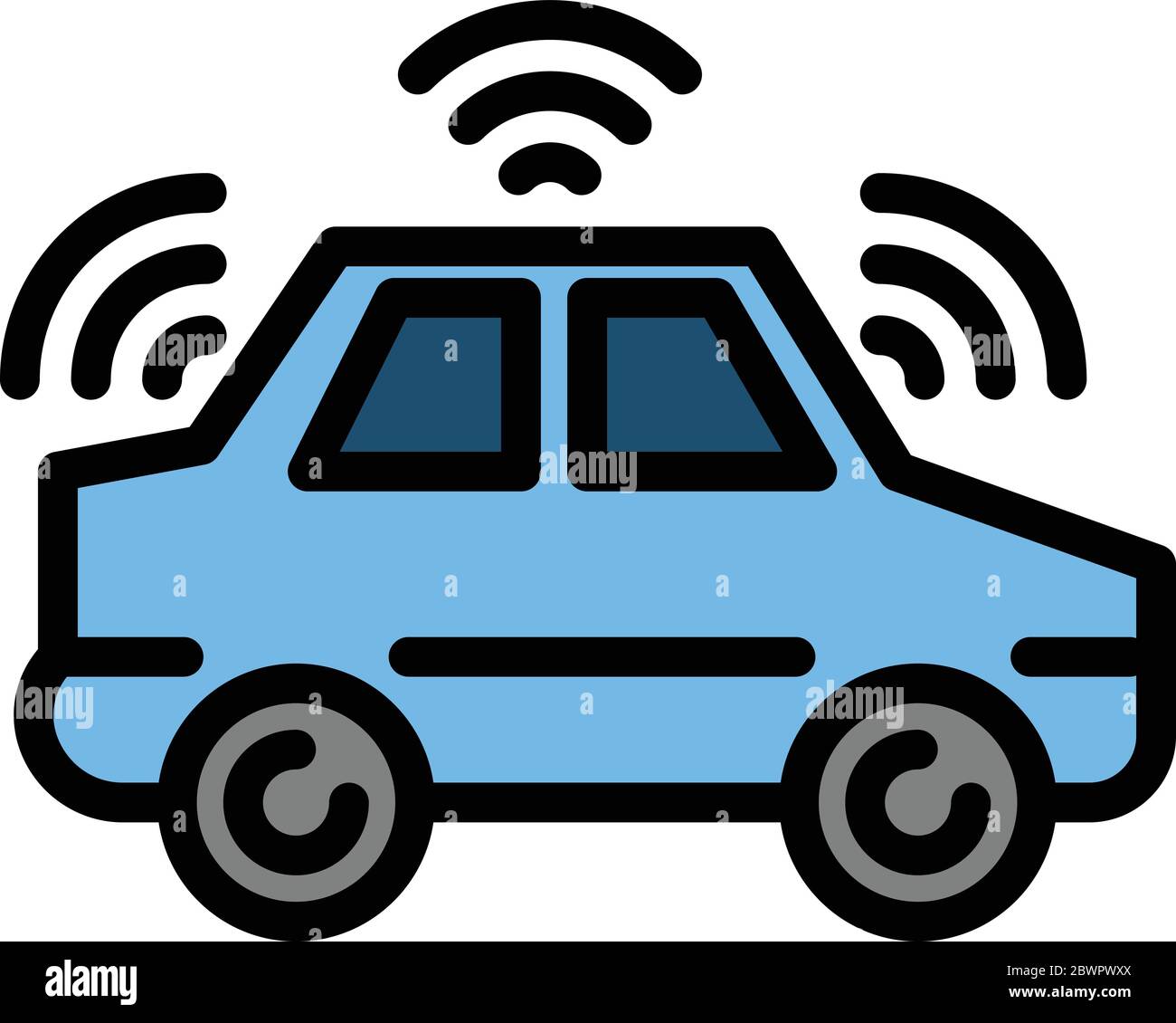 Icône de voiture électrique sans conducteur. Contour de voiture électrique sans conducteur icône vecteur pour la conception de Web isolé sur fond blanc Illustration de Vecteur