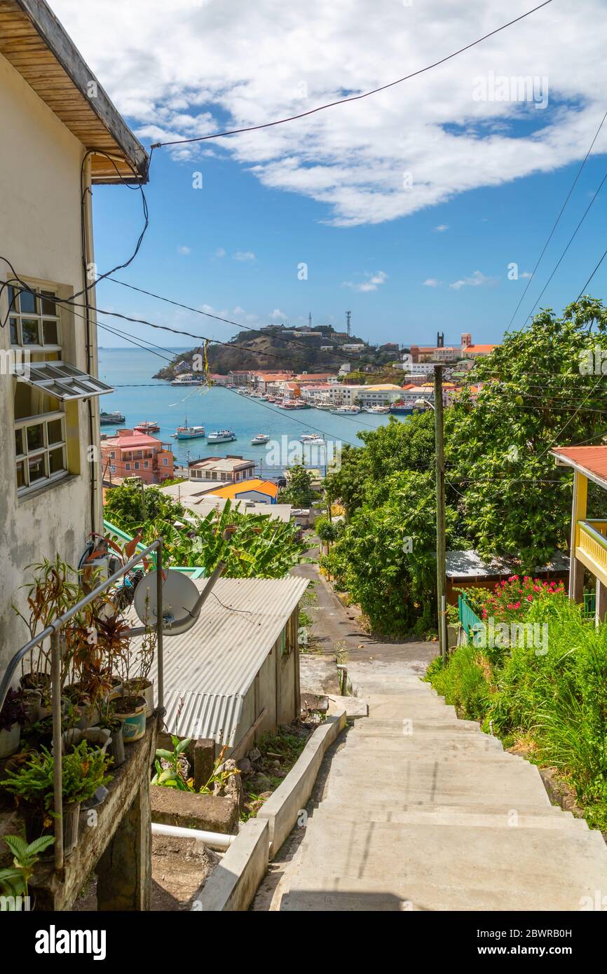 Vue en hauteur de la Carnarge de St George, Grenade, les îles du vent, les Antilles, les Caraïbes, l'Amérique centrale Banque D'Images