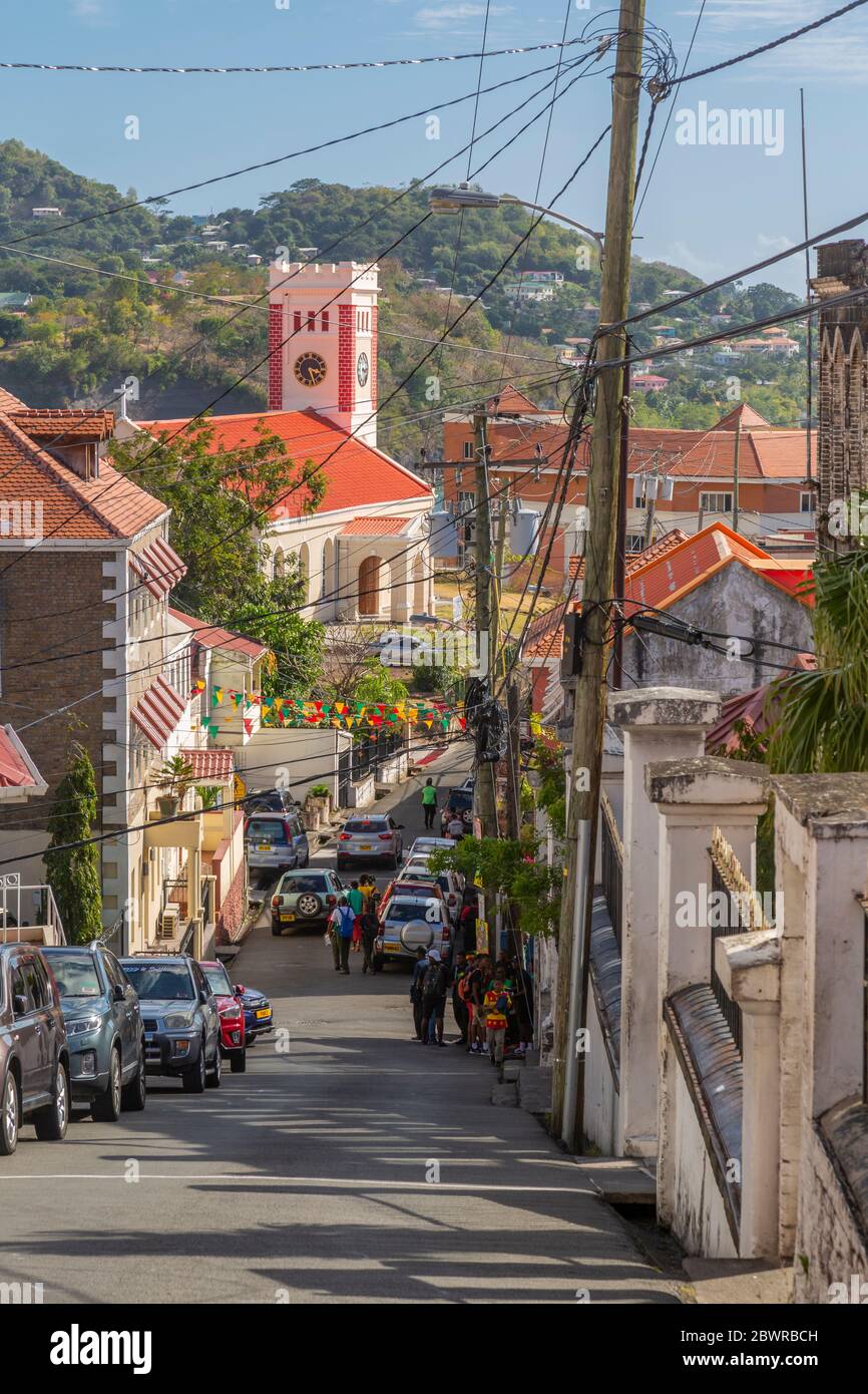 Vue sur l'église paroissiale St Georges à St George, Grenade, les îles du vent, les Antilles, les Caraïbes, l'Amérique centrale Banque D'Images