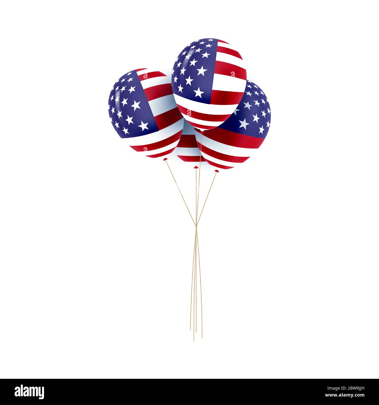 BALLONS PATRIOTIQUE AMÉRICAINS. Ballons colorés spécialement pour le 4 juillet. Martin Luther King. Couleurs nationales. Illustration de Vecteur