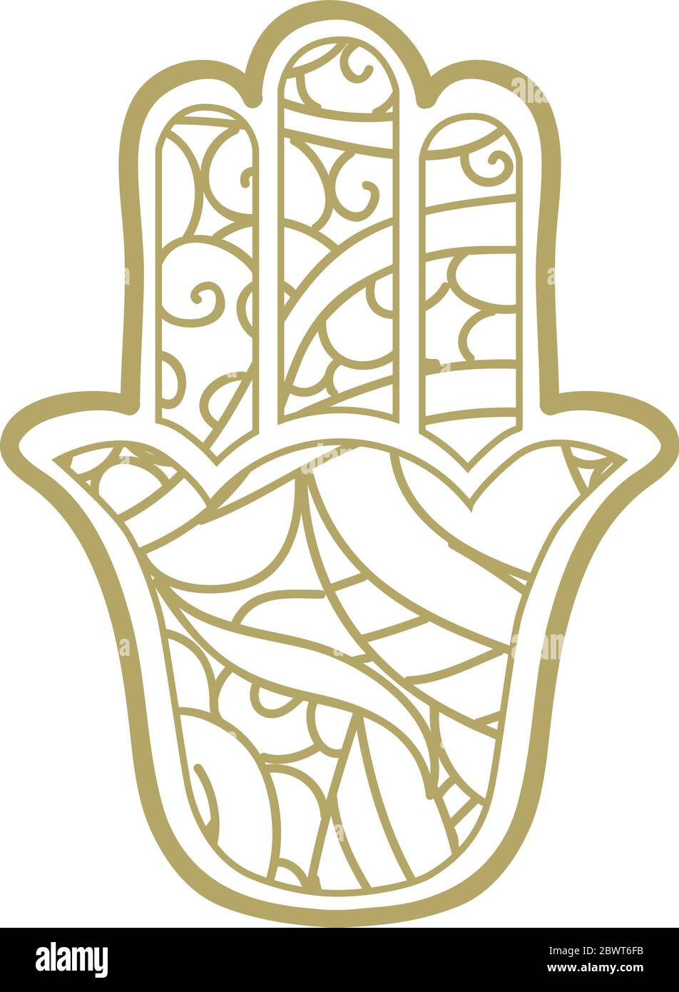 Motif floral à l'intérieur de la « main de Dieu », amulette du Moyen-Orient antique Illustration de Vecteur