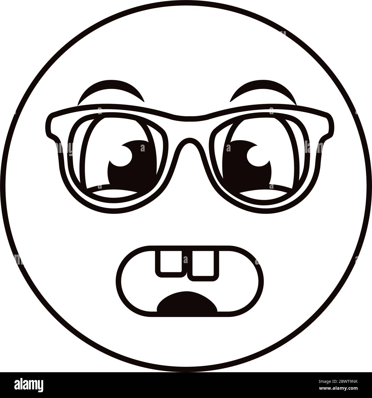 visage emoji terrifié portant des lunettes de vue style ligne Illustration de Vecteur