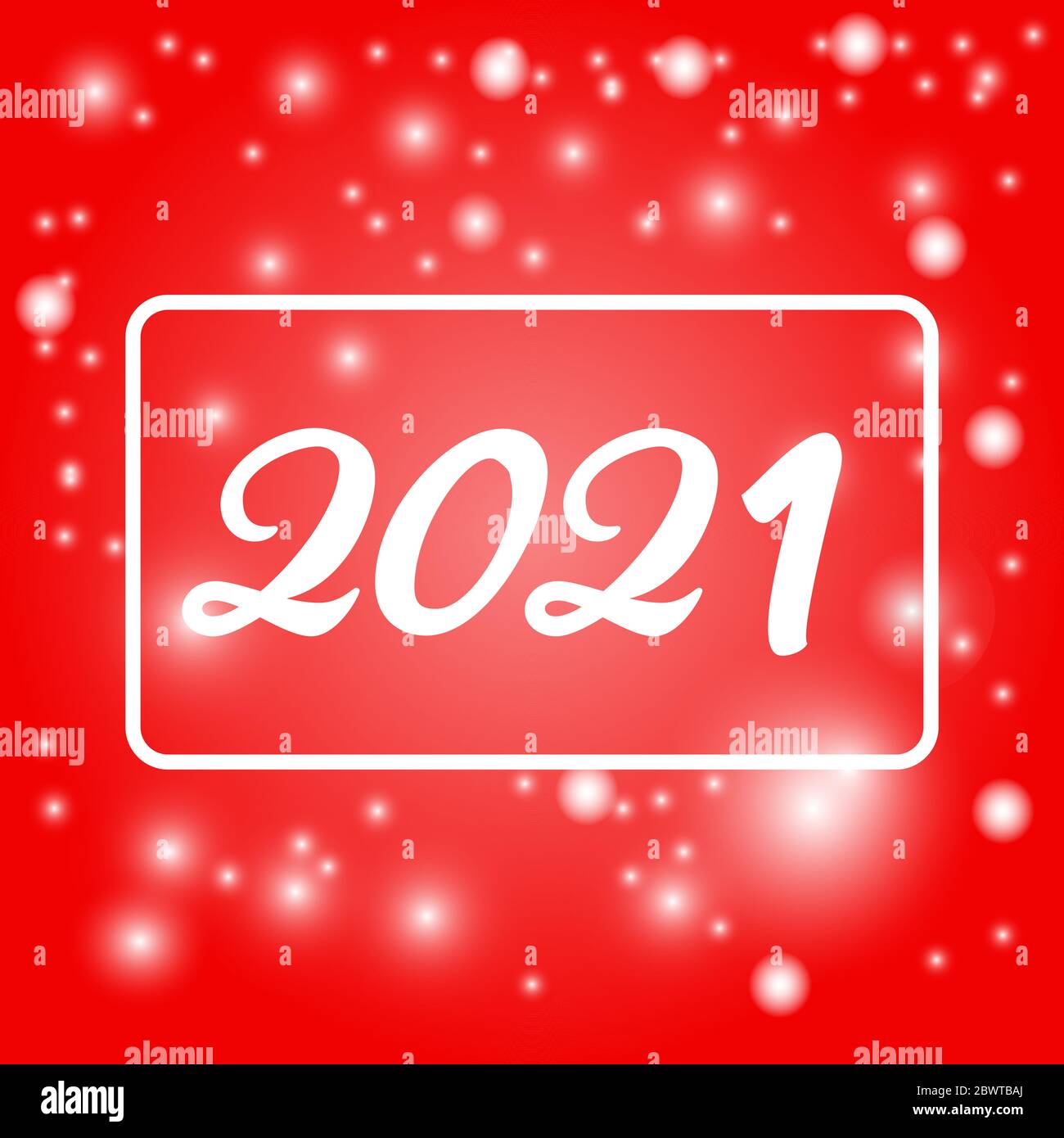 Carte de vacances 2021. Nouvelle année 2021. Arrière-plan rouge avec bokeh et lumière Illustration de Vecteur
