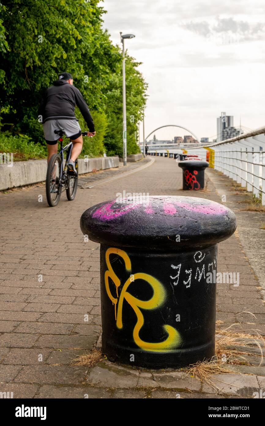 Clyde Walkway & cycle route, Glasgow City Centre, Écosse, Royaume-Uni Banque D'Images