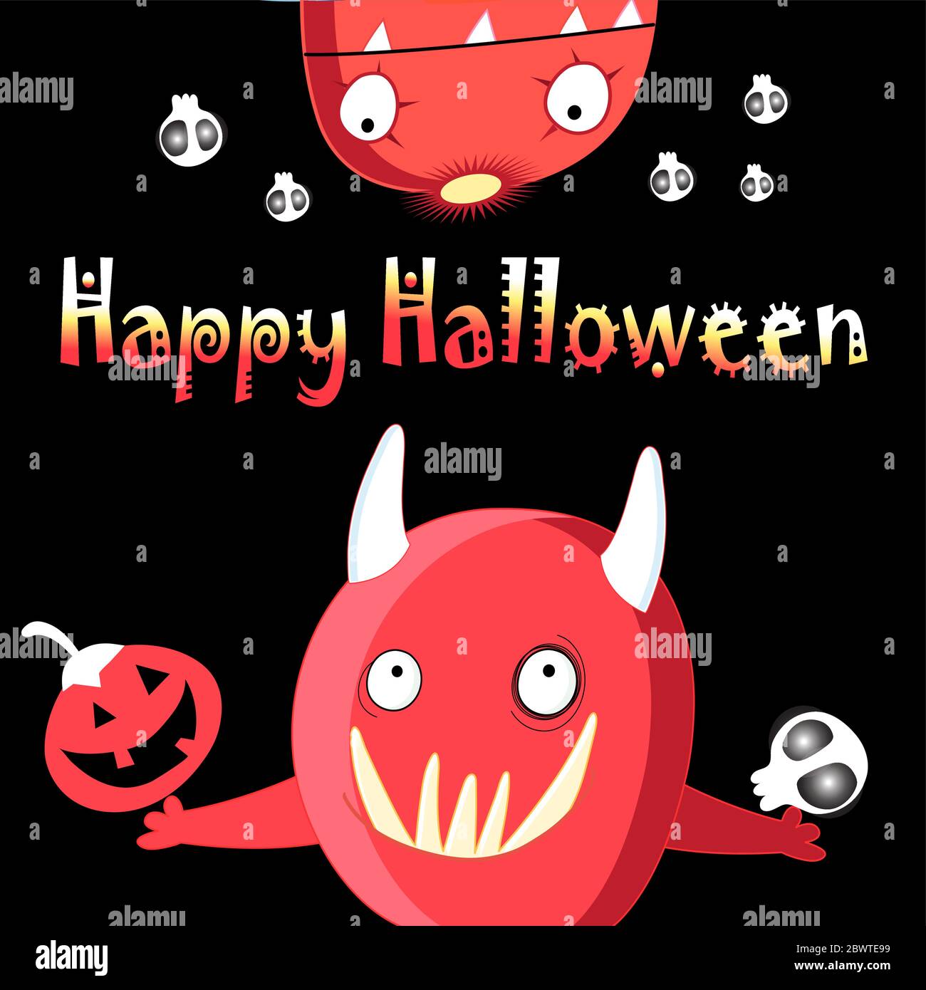 Illustration vectorielle lumineuse de monstres amusants pour Halloween Illustration de Vecteur