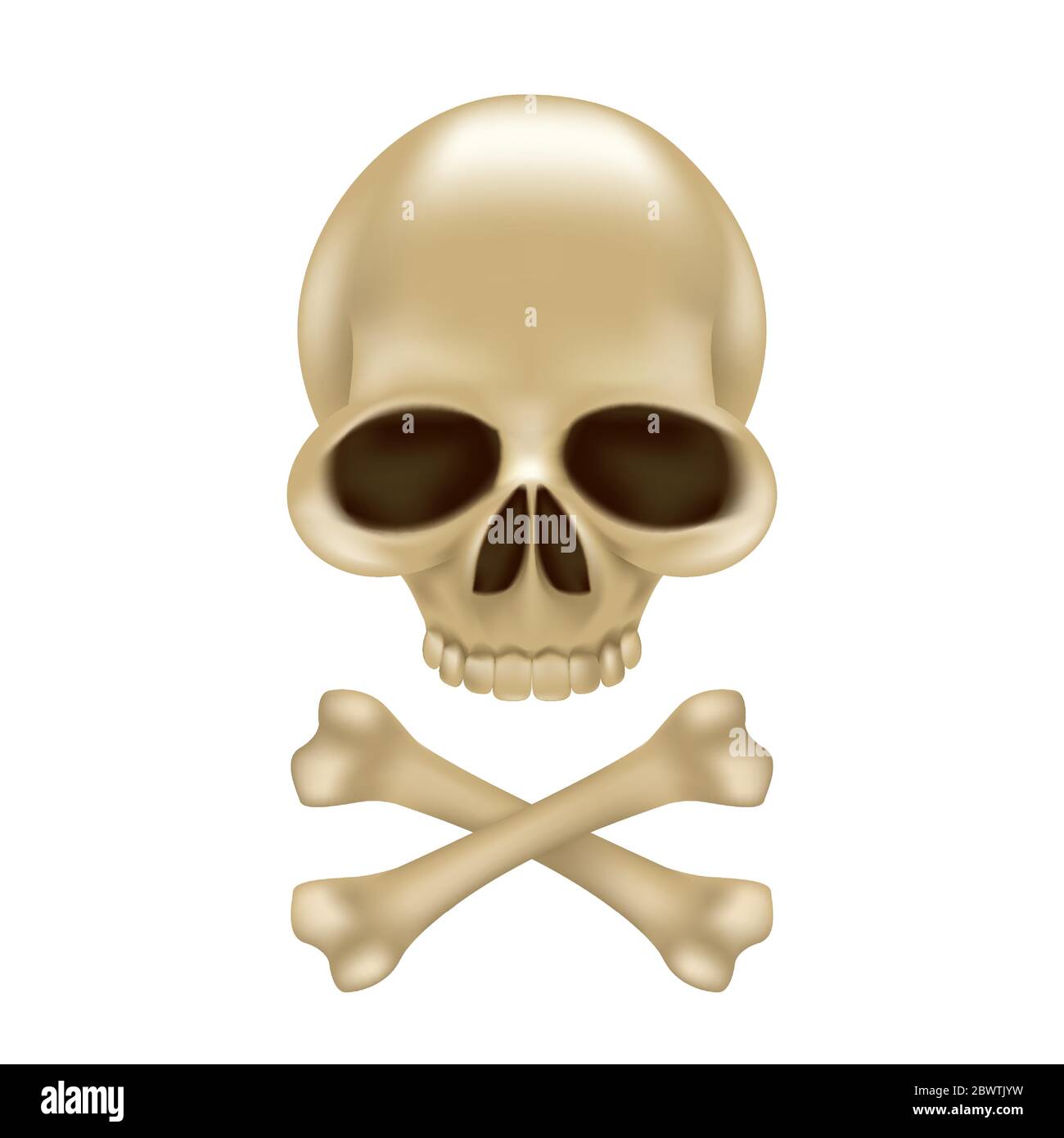 Crâne et crossones de pirate sans enseigne 3D de chapeau ou emblème. Illustration vectorielle amusante de Jolly roger isolée sur fond blanc Illustration de Vecteur