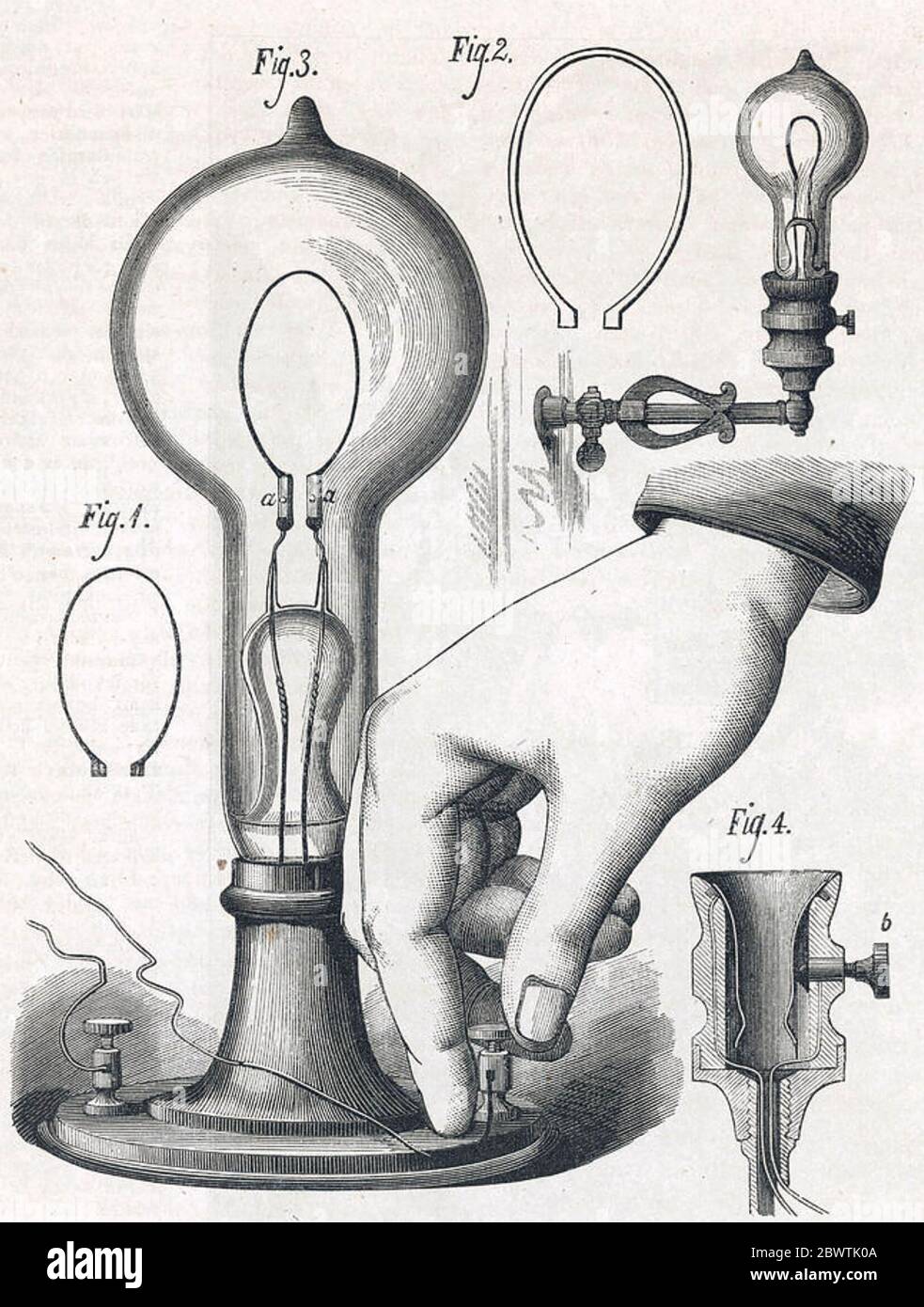 THOMAS EDISON (1847-1931) inventeur américain. Un schéma de sa lampe électrique en 1880 Banque D'Images