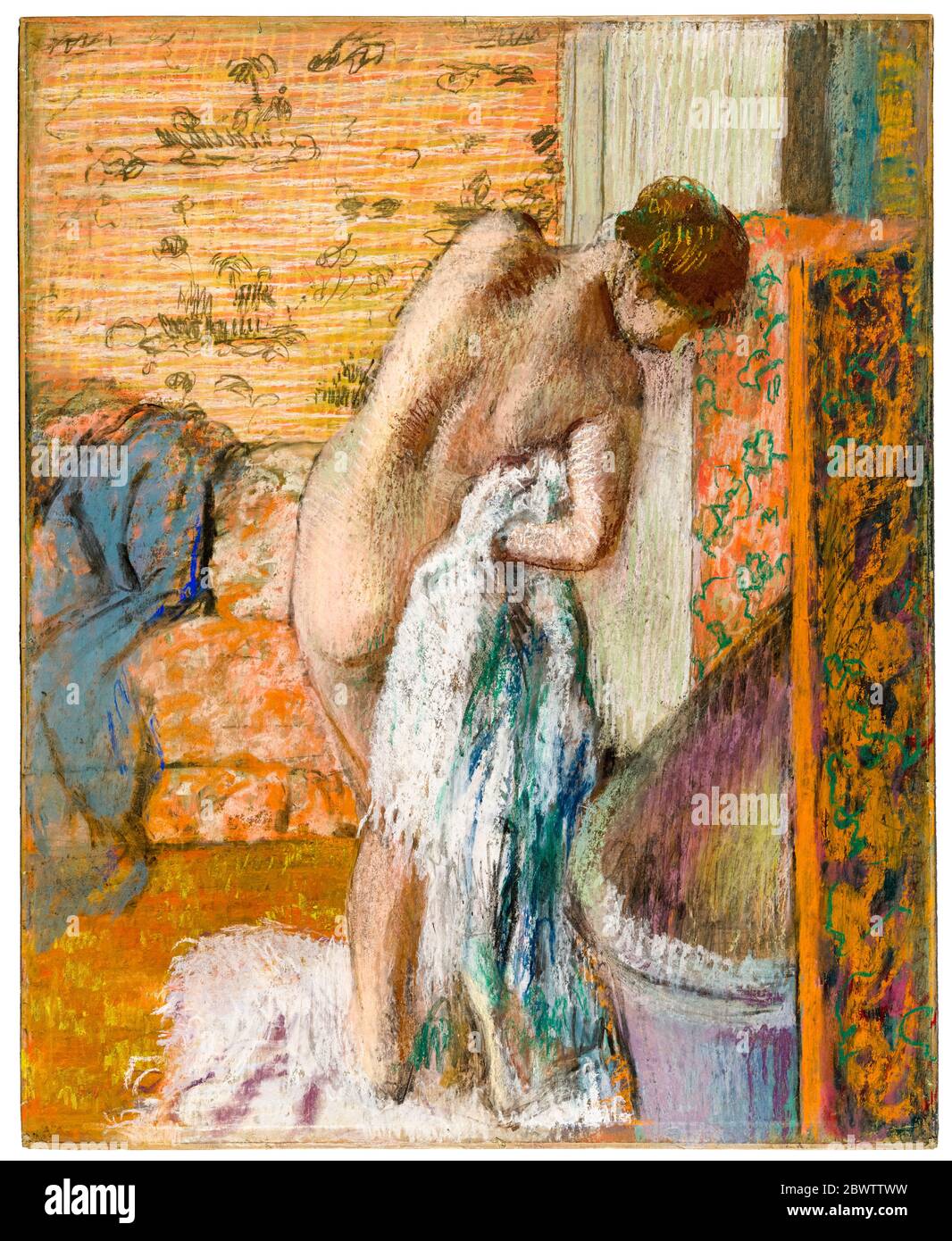 Edgar Degas, après le bain : femme s'essuyant (après le bain), dessin pastel, vers 1886 Banque D'Images