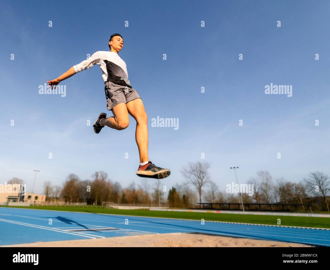 Long cavalier pendant l'entraînement Banque D'Images