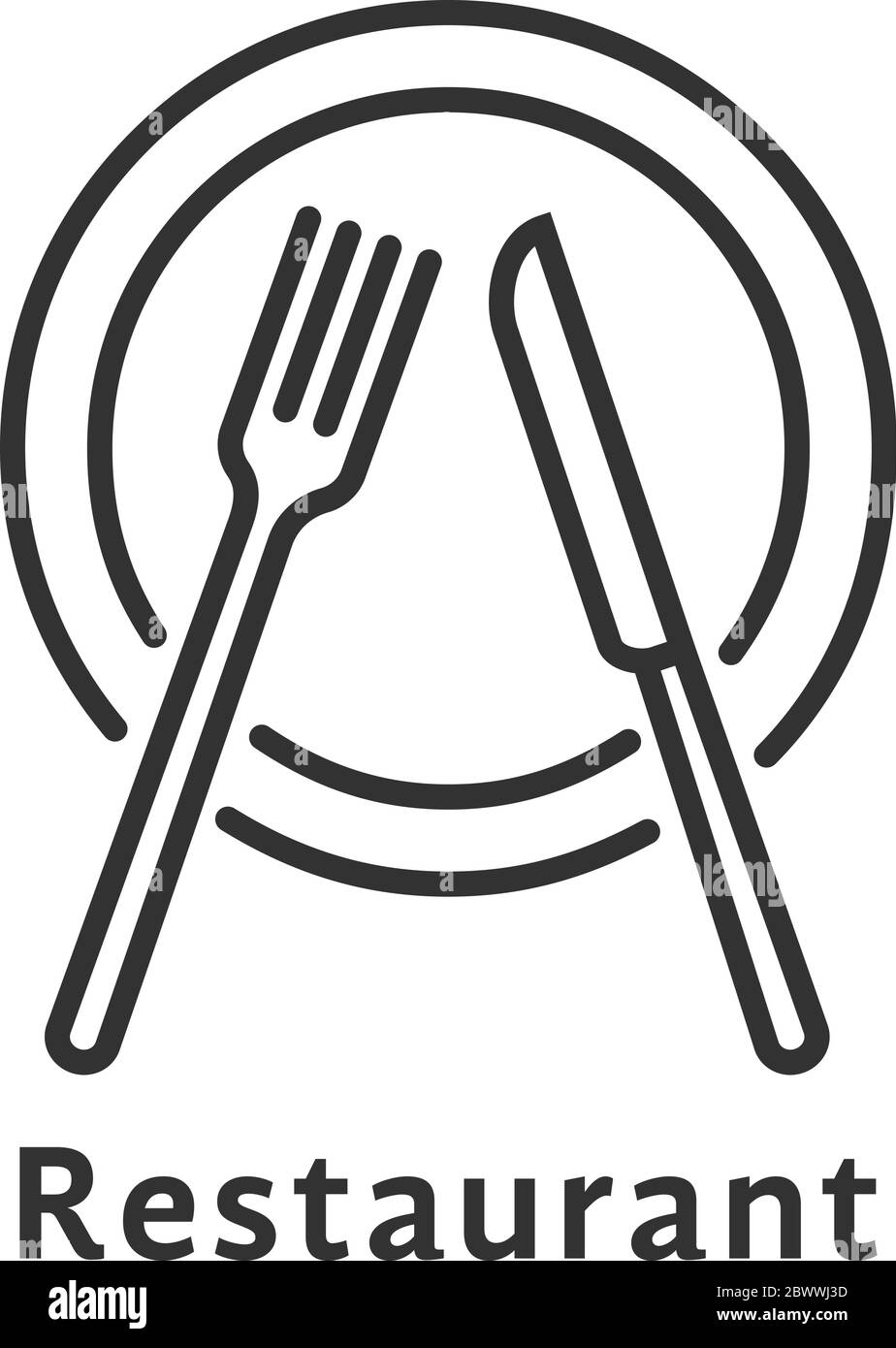 logo simple noir fin de restaurant Illustration de Vecteur