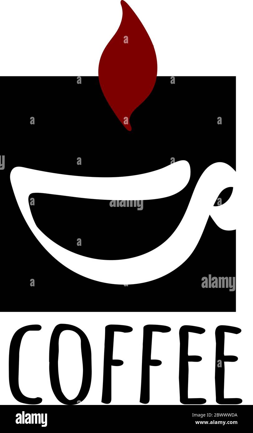 Logo d'illustration vectoriel café avec une tasse abstraite noire et brune Illustration de Vecteur