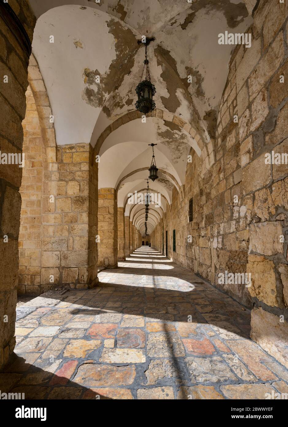 Arcades sur le Mont du Temple à Jérusalem Banque D'Images