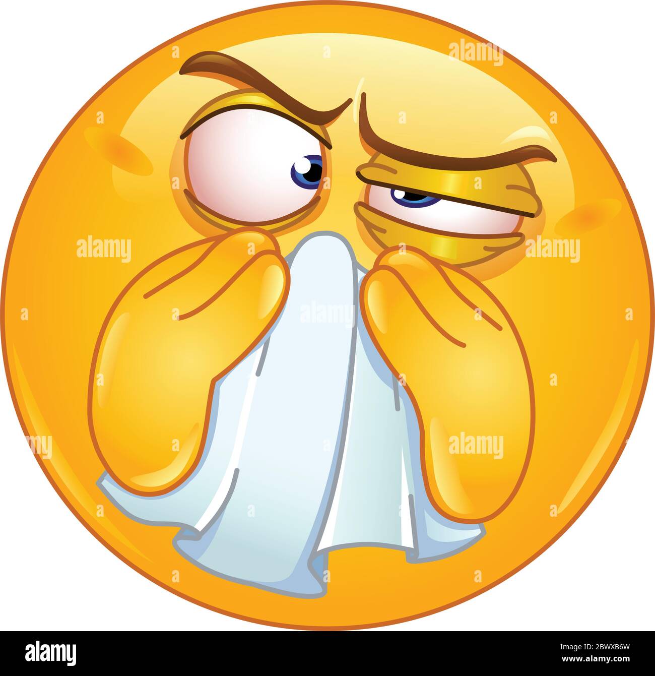 Émoticone essuyant son nez Illustration de Vecteur