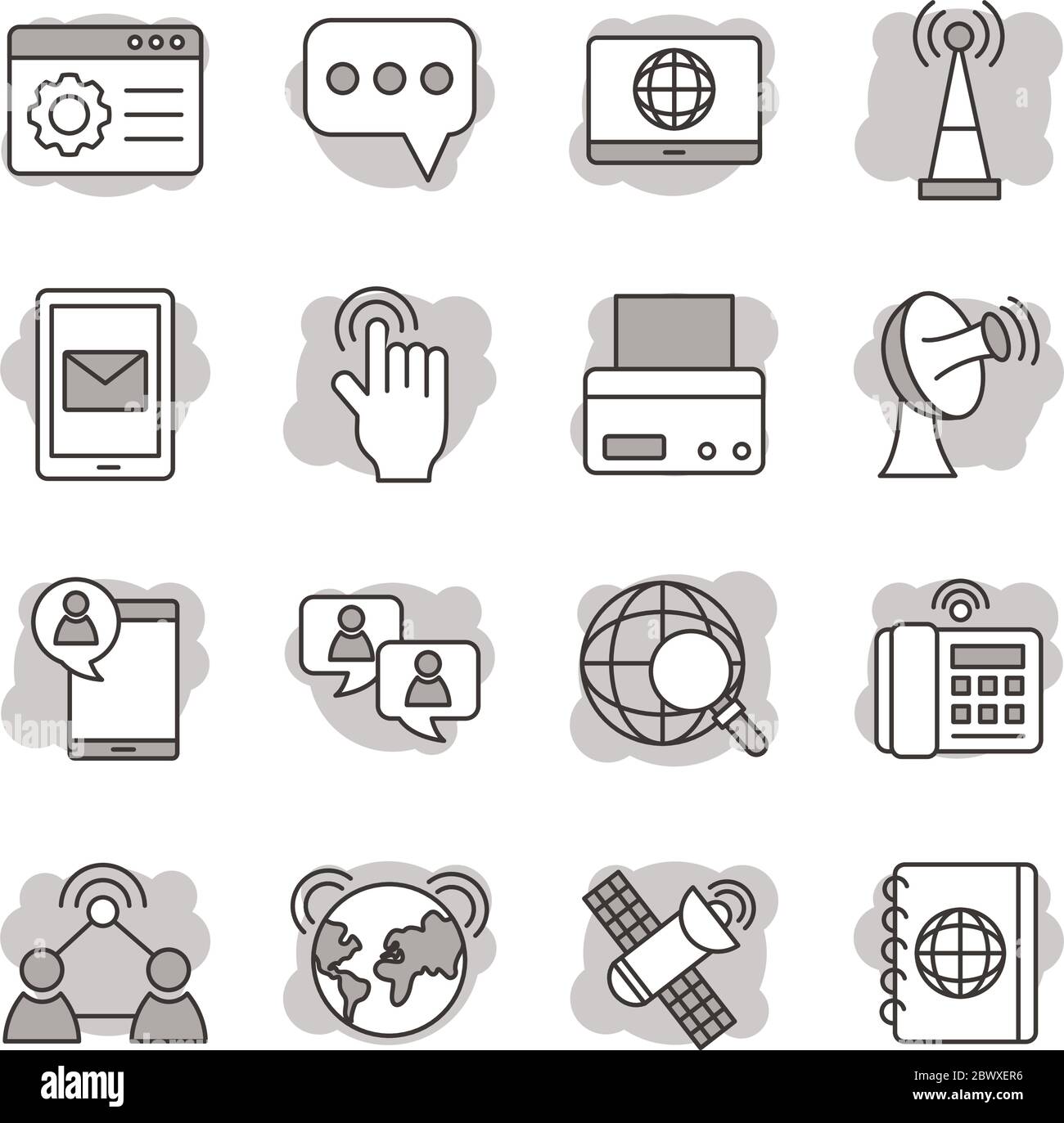 ensemble d'icônes de communication en ligne Illustration de Vecteur